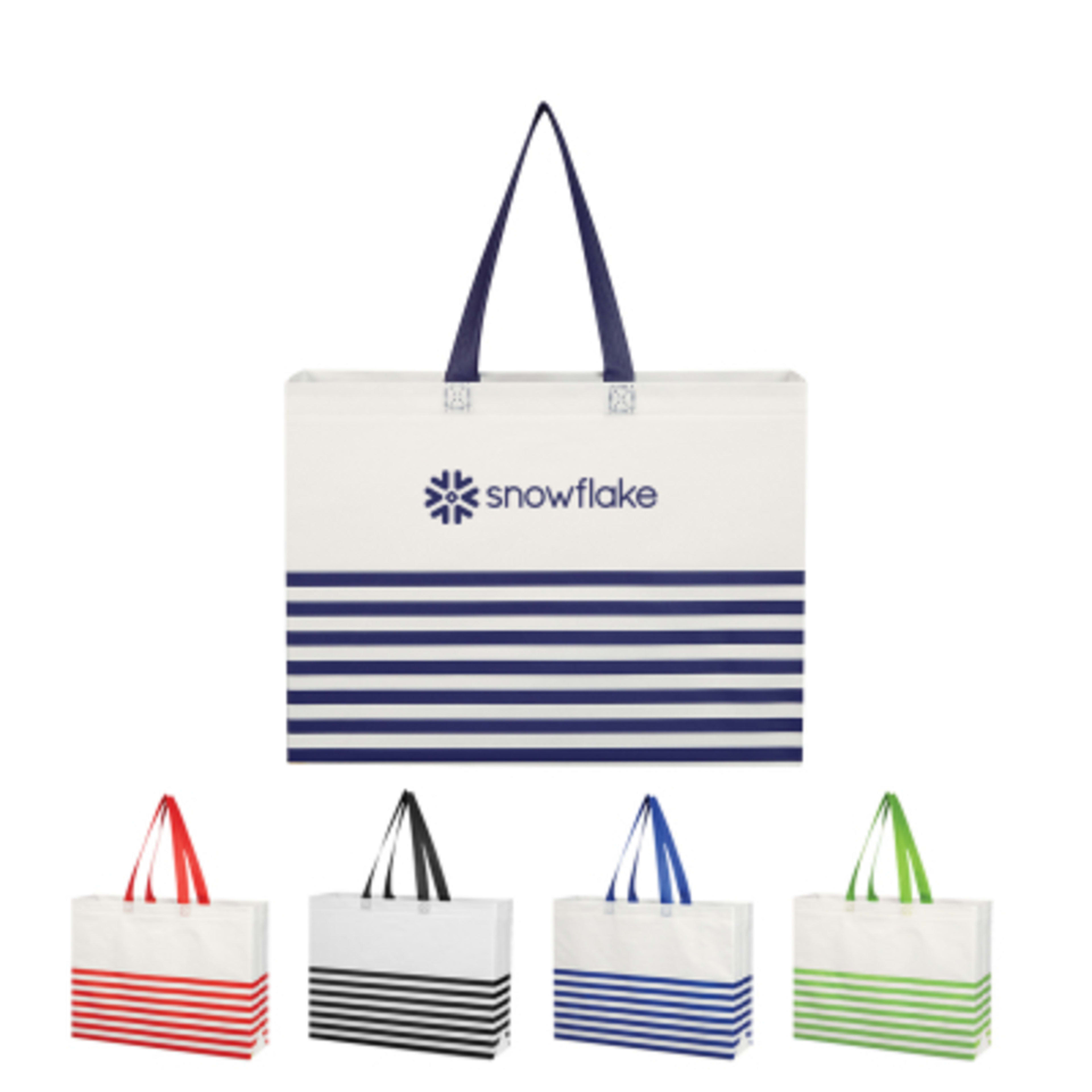 Custom Tote Bag Non-Woven Horizontal Stripe - 15 x 13 in - Group Shot - product view 3