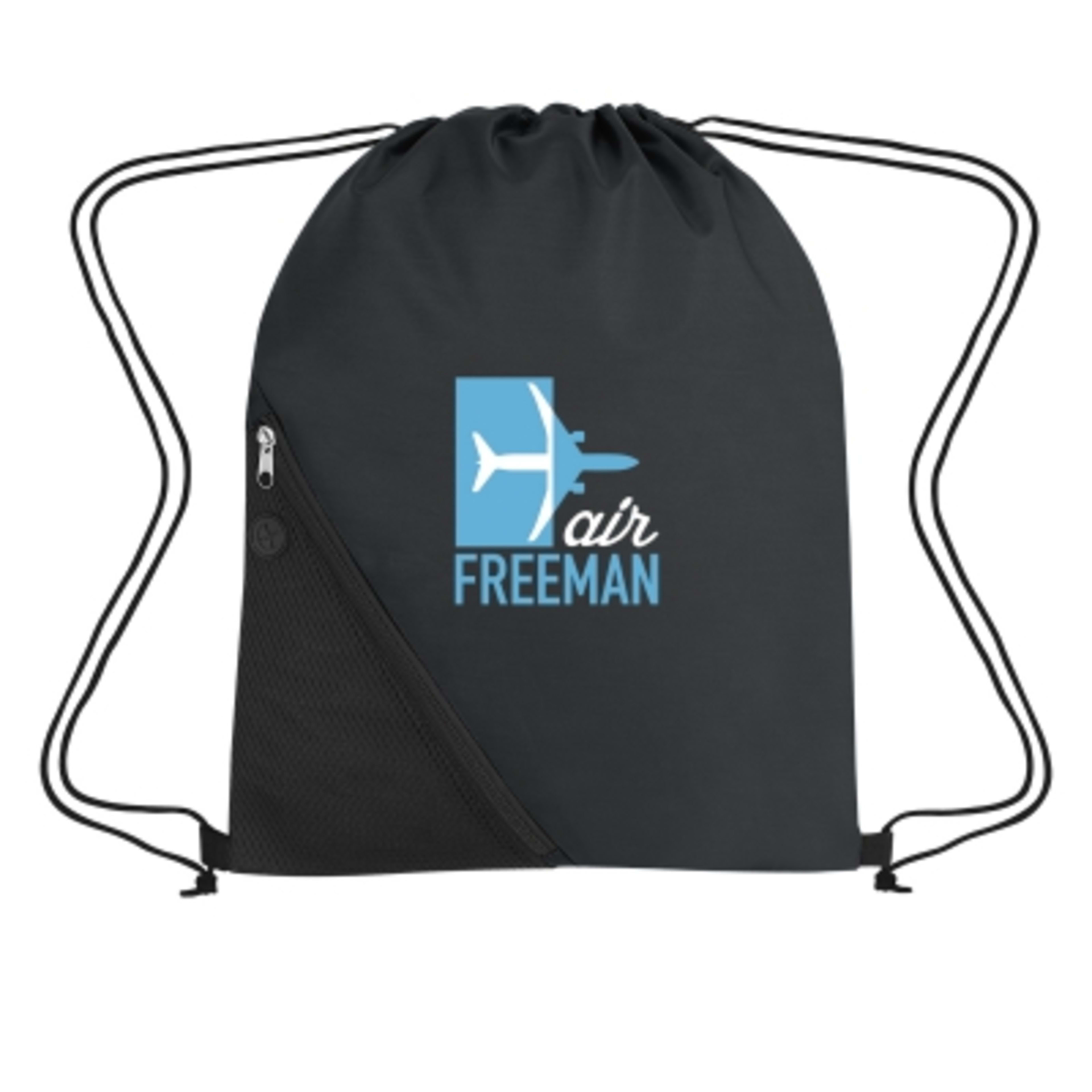 Sports Pack 210D Polyester with Mesh Pocket - 13.5 x 18 in - Black/Black - Colorbrite - product view 2