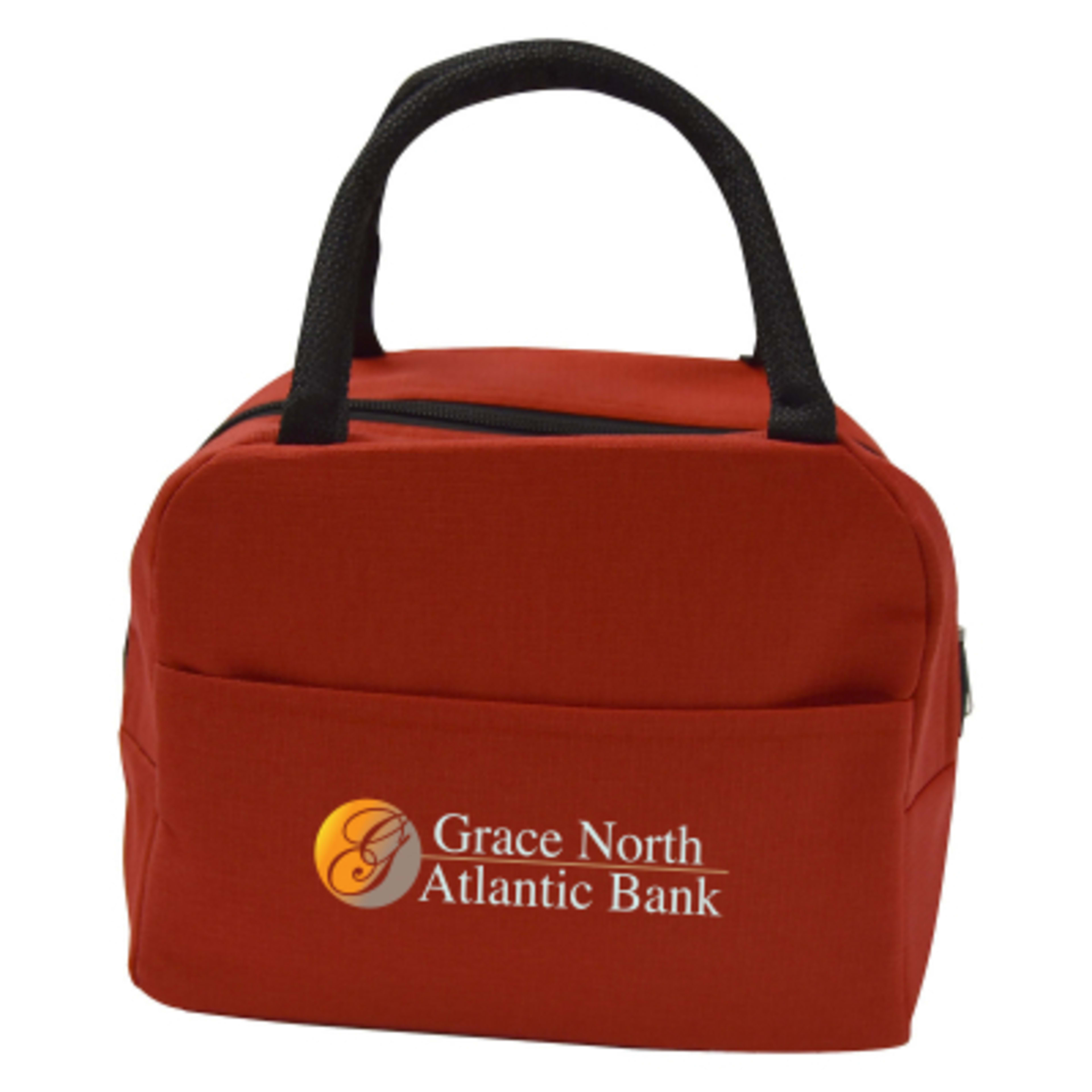 Water Resistant Lunch Bag - 9 x 7.5 x 5 in - Black/Red - Colorbrite - product view 2