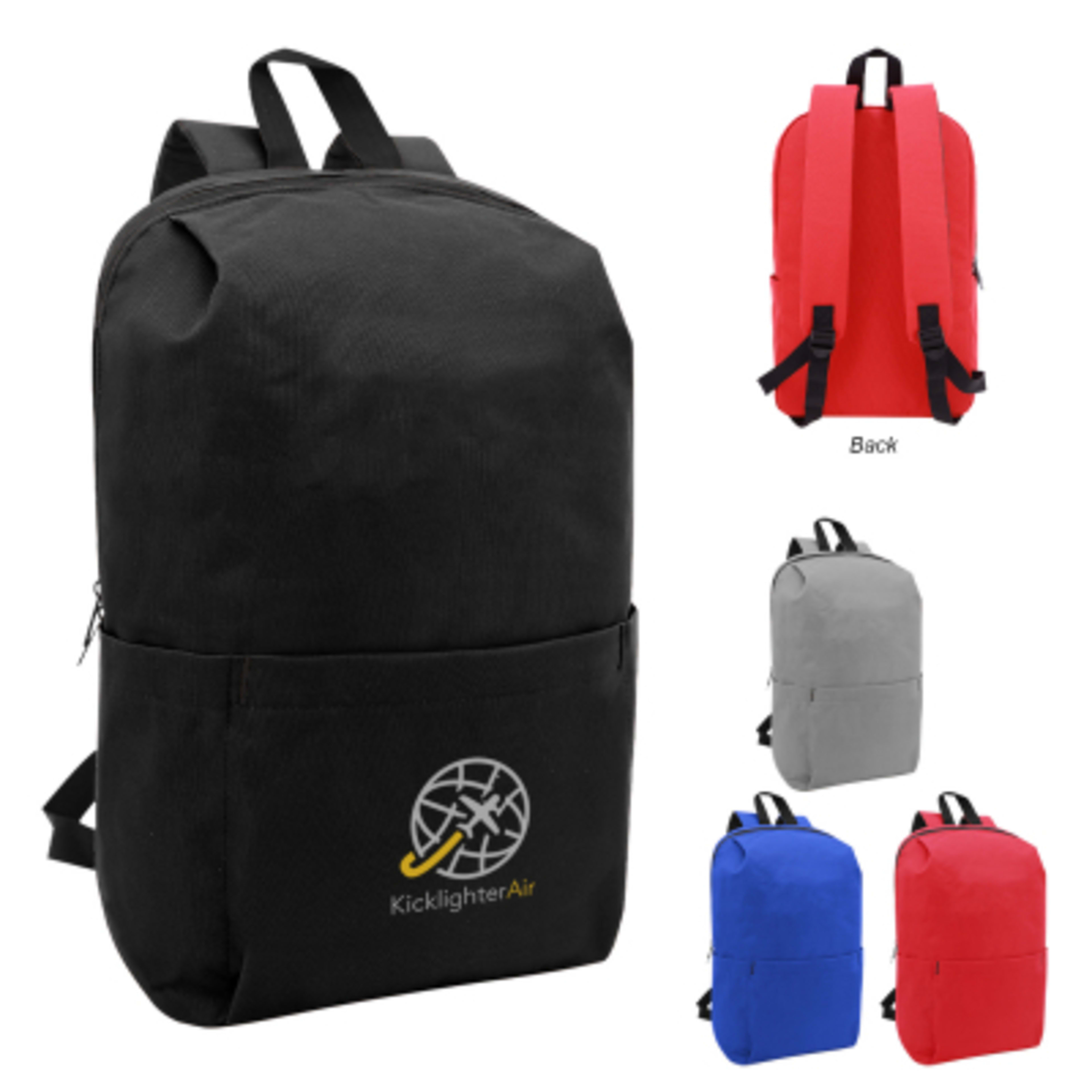 PVC Backpack with Padded Back Panel - 9.5 x 13.75 x 5 in - Group Shot - promotional product with custom logo