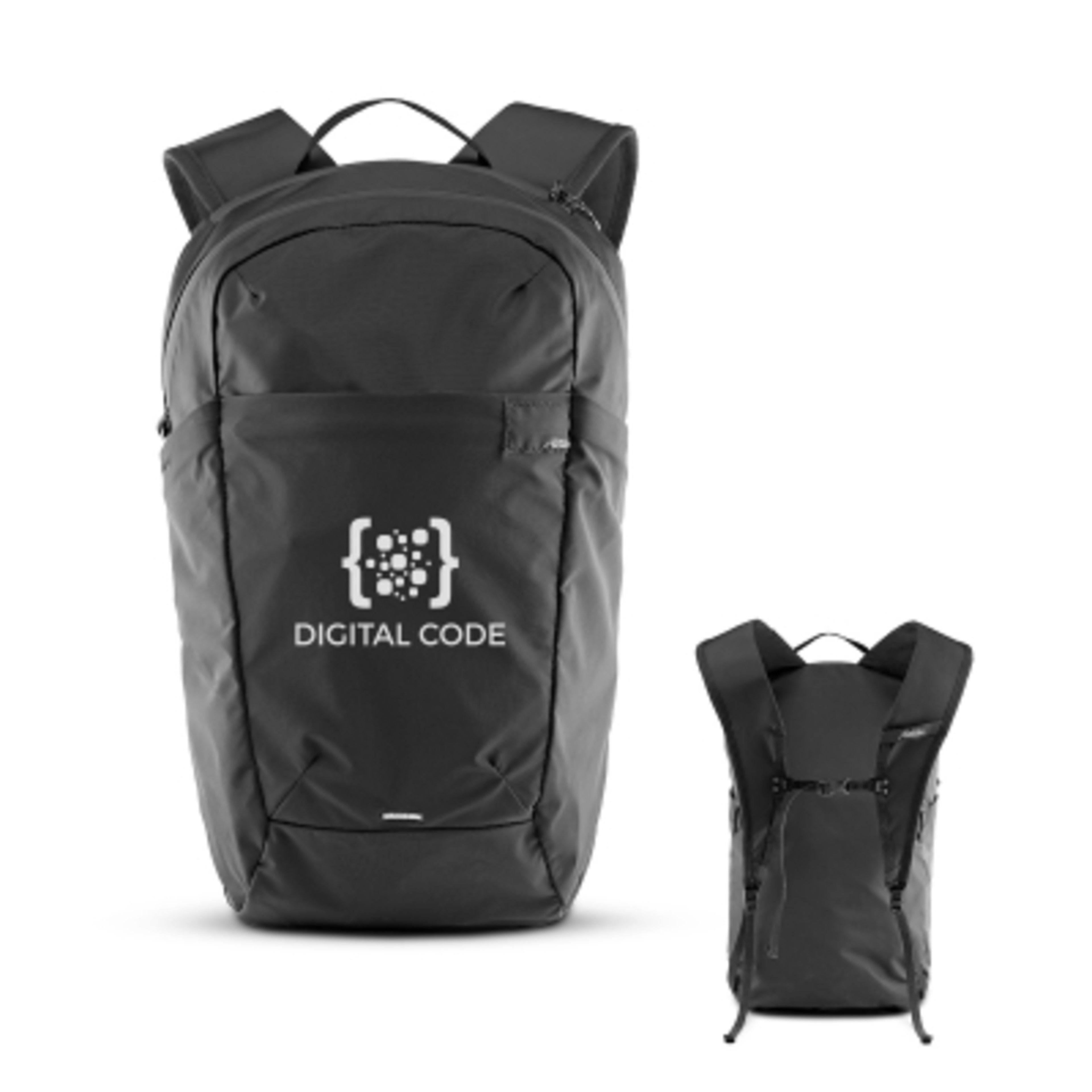 Packable Backpack Recycled Nylon - 16L - Black - Silkscreen - promotional product with custom logo
