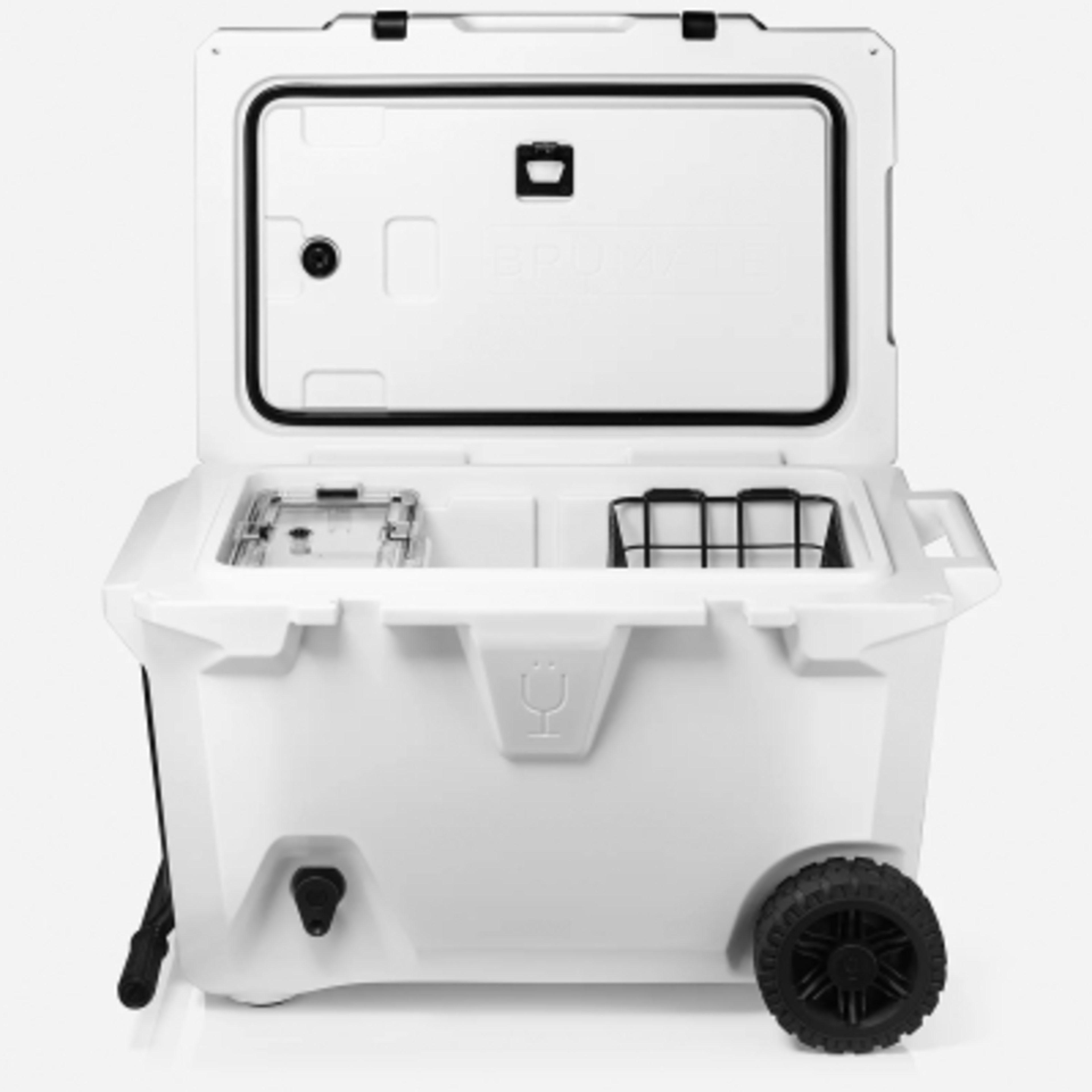 BrüMate Rolling Cooler with Built-In Drink Tank - 55 Qt - White - Open - product view 4