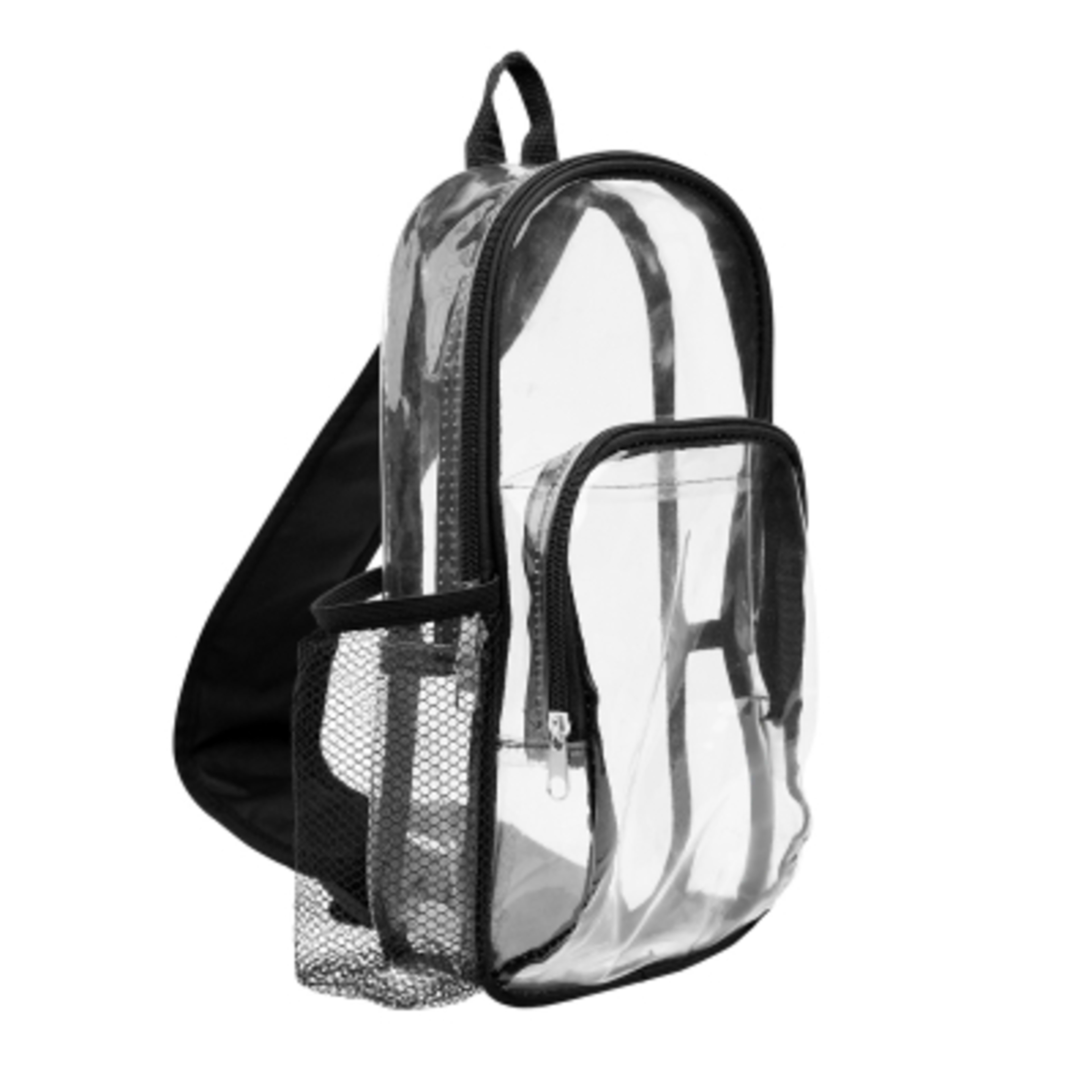 Clear EVA Crossbody Sling Bag - 6½ x 12½ in - Clear/Black - Angle - product view 2