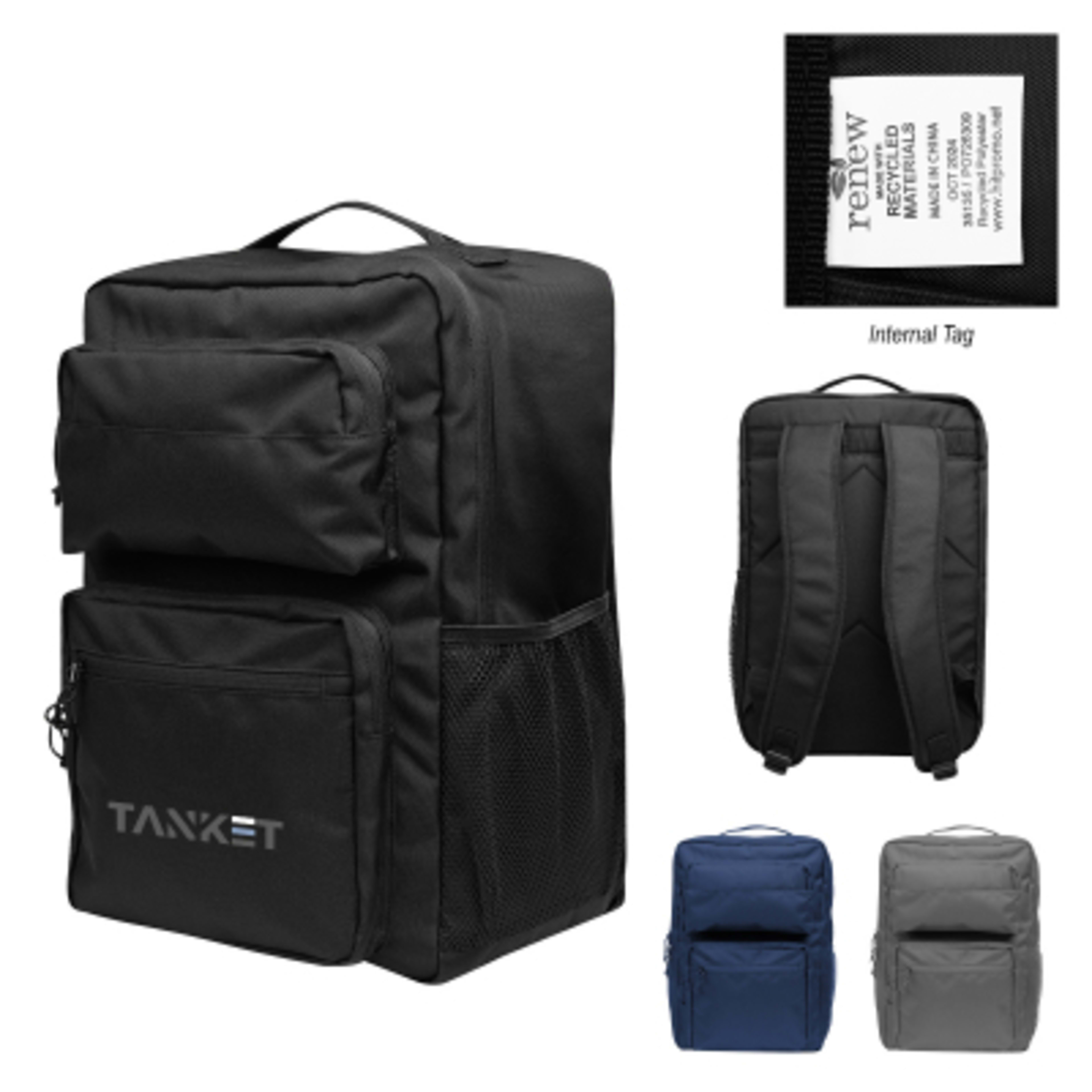Recycled Polyester Laptop Backpack - 12 x 18 in - Group Shot - product view 1