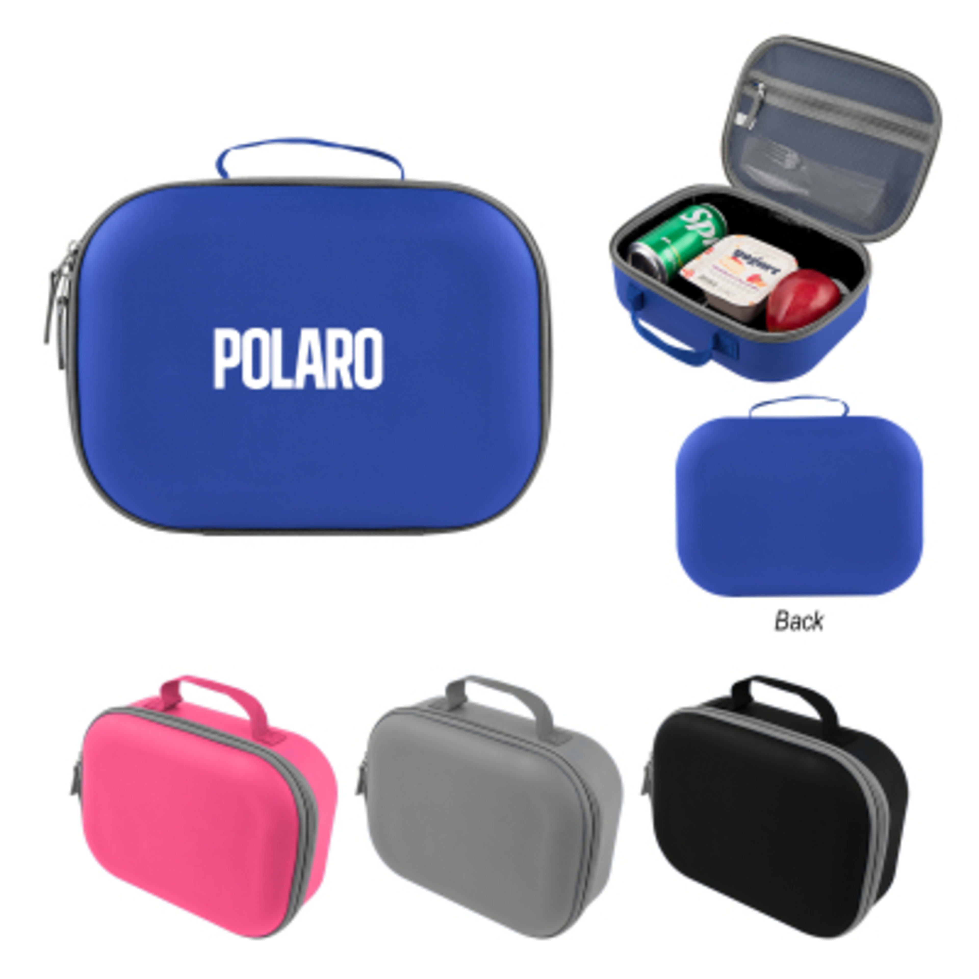 Lunch Cooler Bag EVA Zippered Mesh Pocket - 6 Can - Group Shot - promotional product with custom logo