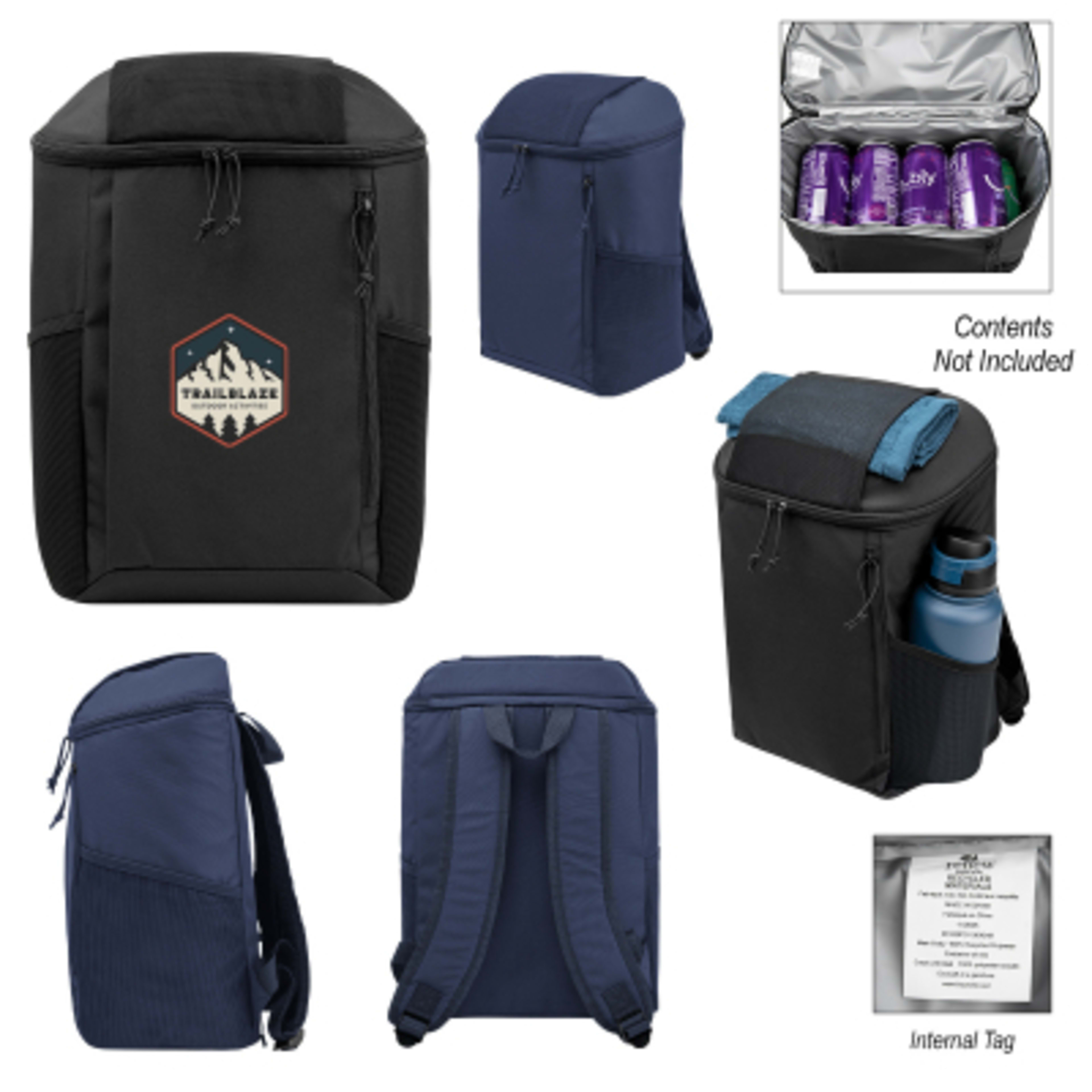 Insulated Cooler Backpack Recycled Polyester - 15 Can - Group Shot - promotional product with custom logo