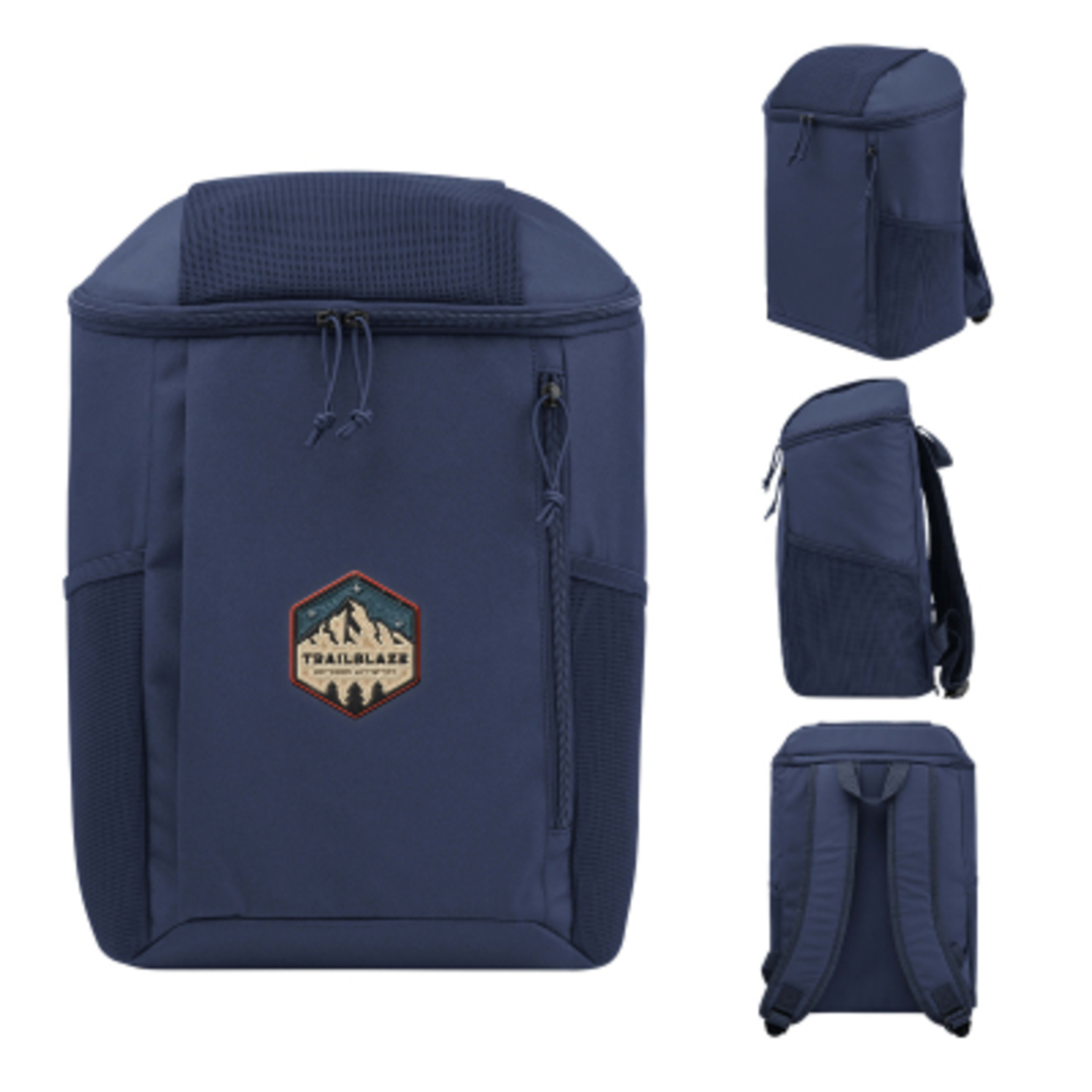 Insulated Cooler Backpack Recycled Polyester - 15 Can - Navy - Embroidery - product view 2