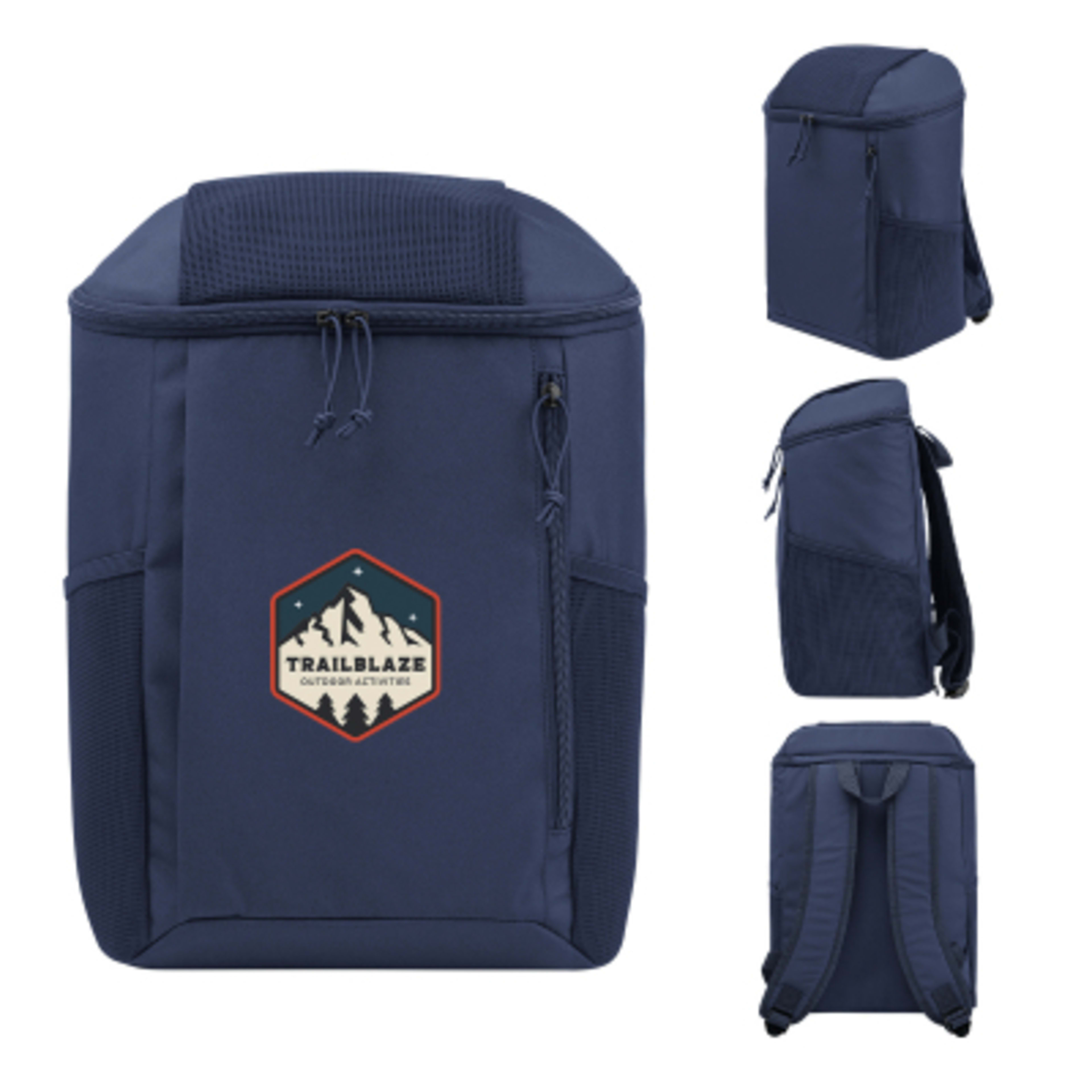 Insulated Cooler Backpack Recycled Polyester - 15 Can - Navy - Colorbrite - product view 4