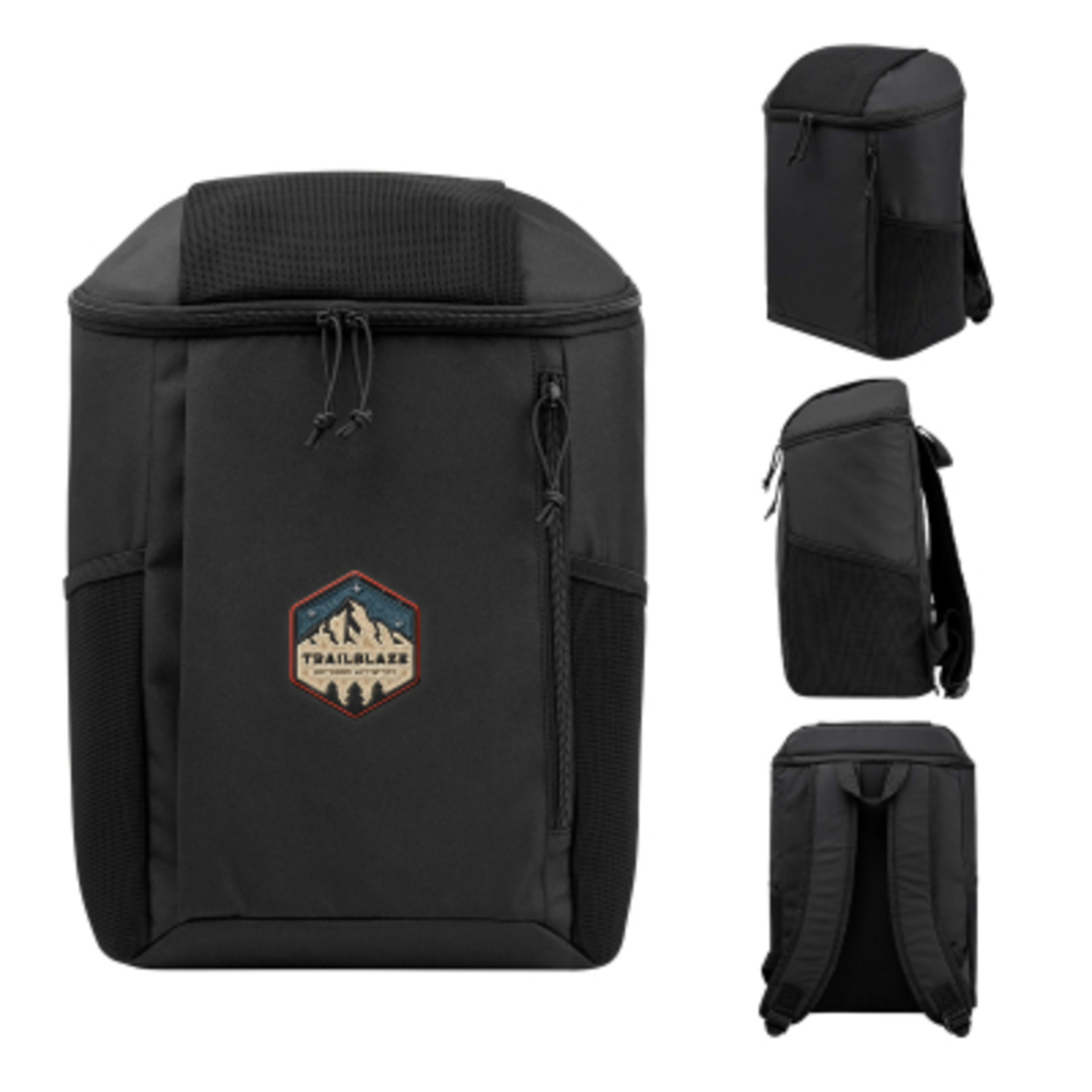 Insulated Cooler Backpack Recycled Polyester - 15 Can - Black - Embroidery - product view 6