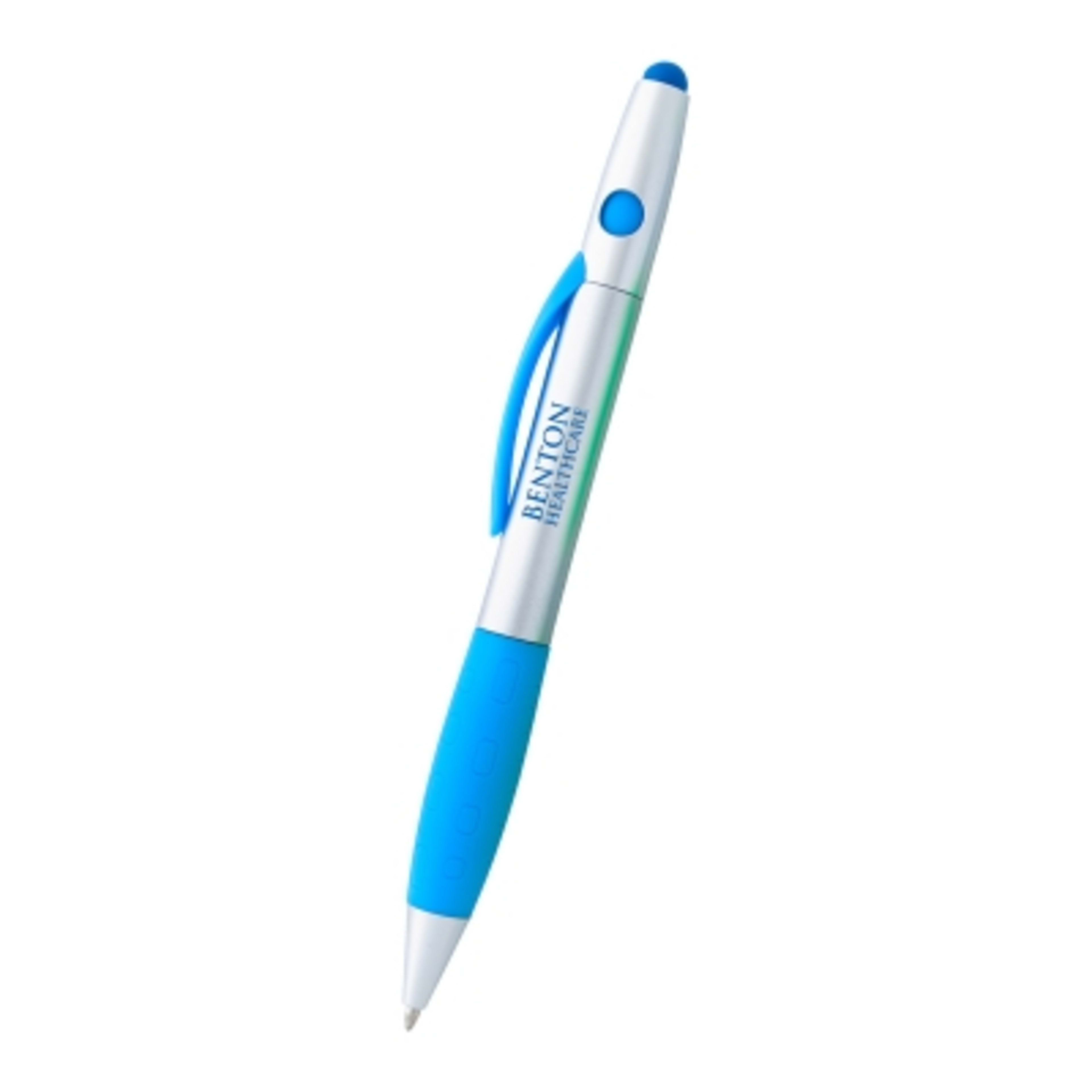 Highlighter Stylus Pen Twist Action - 5.5 in - Silver/Blue - Silkscreen - promotional product with custom logo