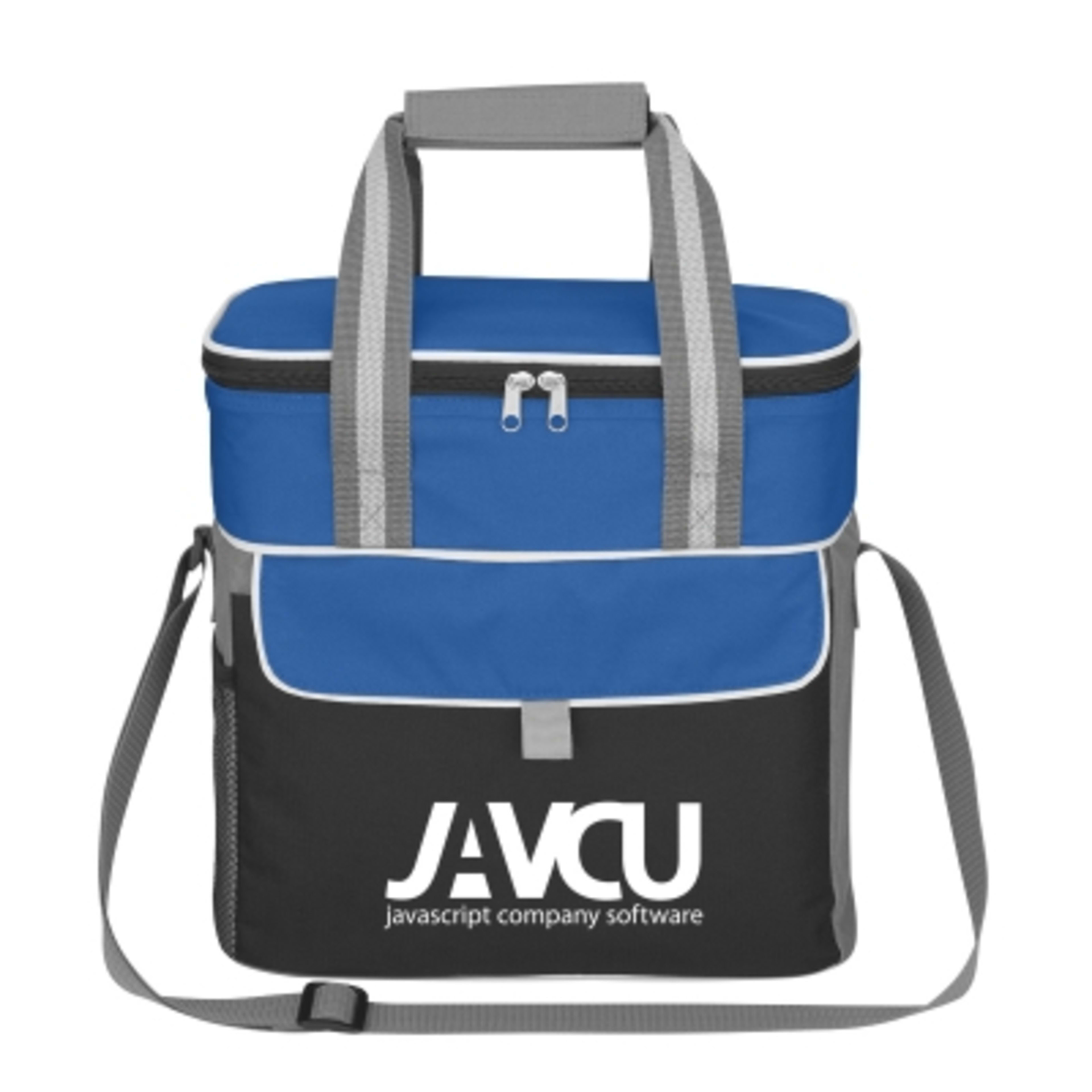 Insulated Cooler Bag 600D Polyester PEVA Lined - 12 x 12 x 7 in - Royal/Black - Silkscreen - product view 1