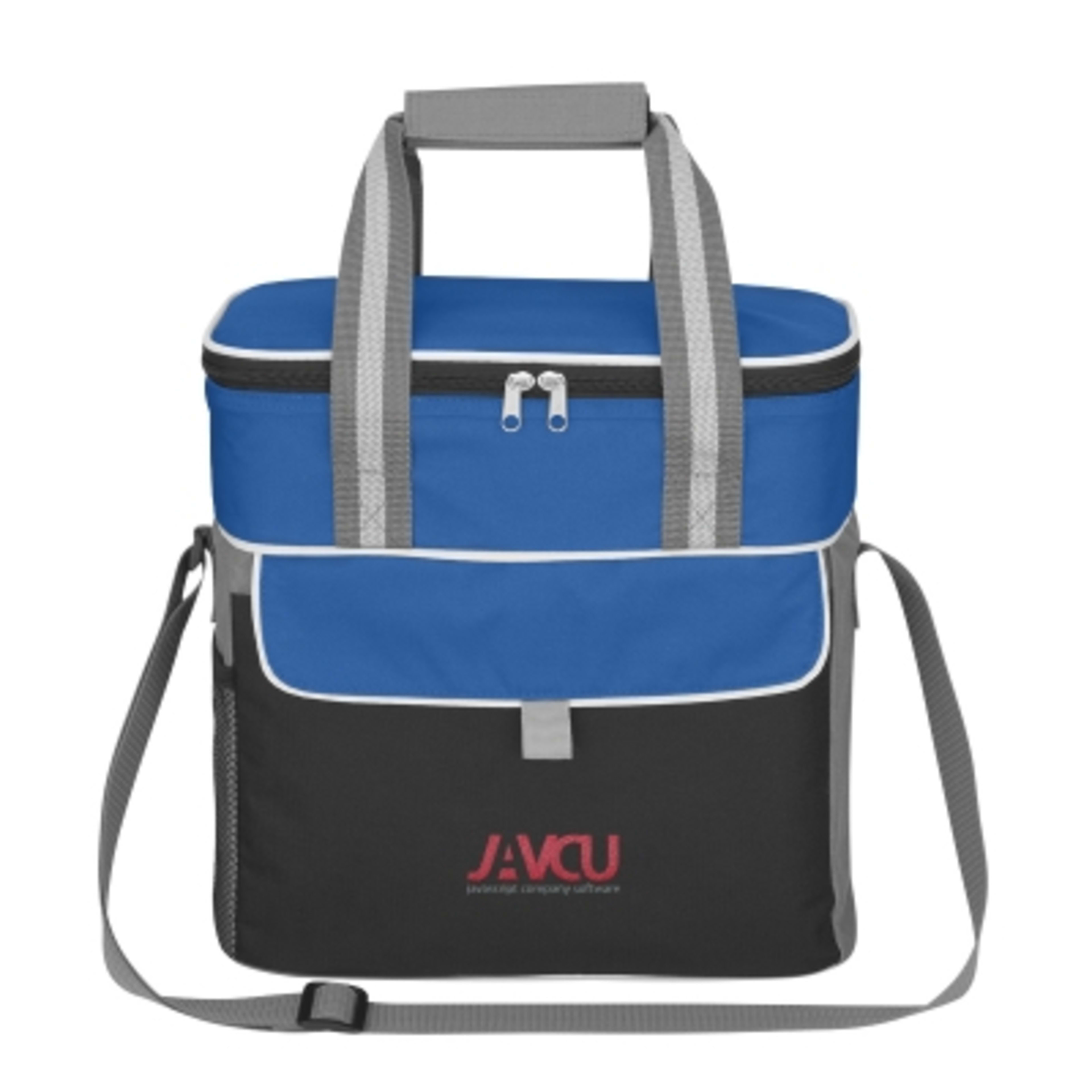 Insulated Cooler Bag 600D Polyester PEVA Lined - 12 x 12 x 7 in - Royal/Black - Embroidery - product view 2
