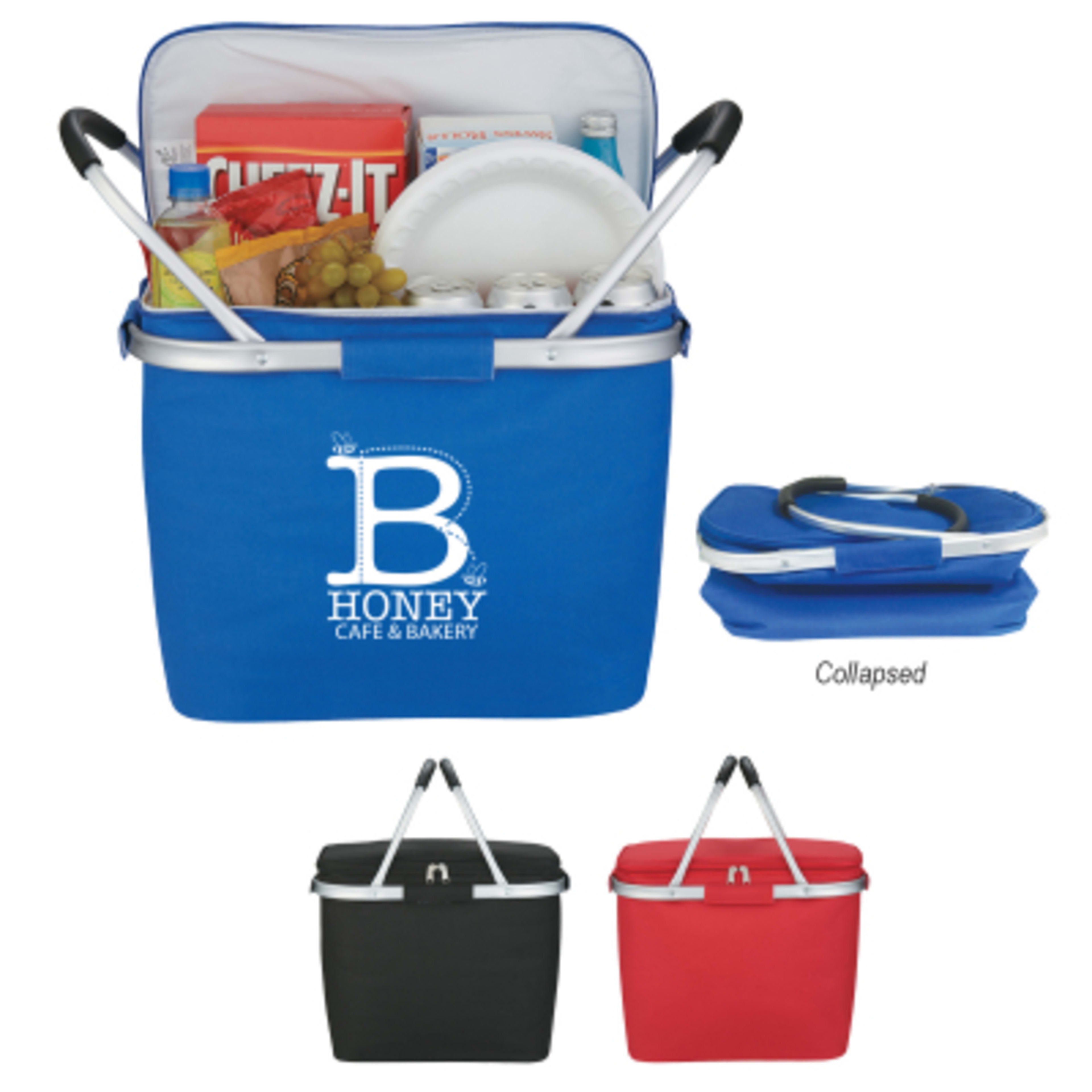 Insulated Cooler Basket Collapsible 600D Polyester - 14 x 12 x 8 in - Group Shot - product view 4