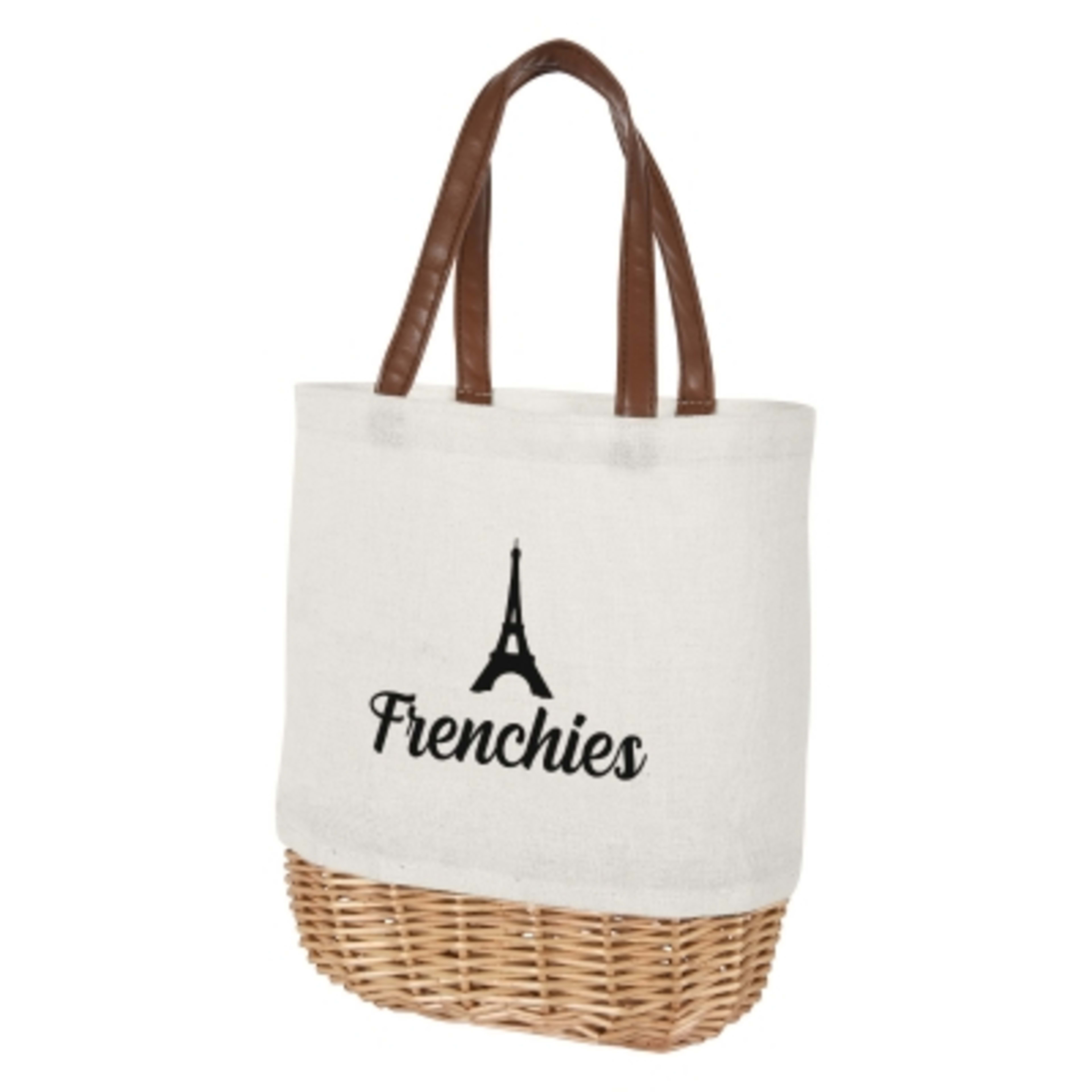 Tote Bag Cotton Canvas Wicker Basket Style - 10 x 9 x 4 in - NAT - Silkscreen - product view 3