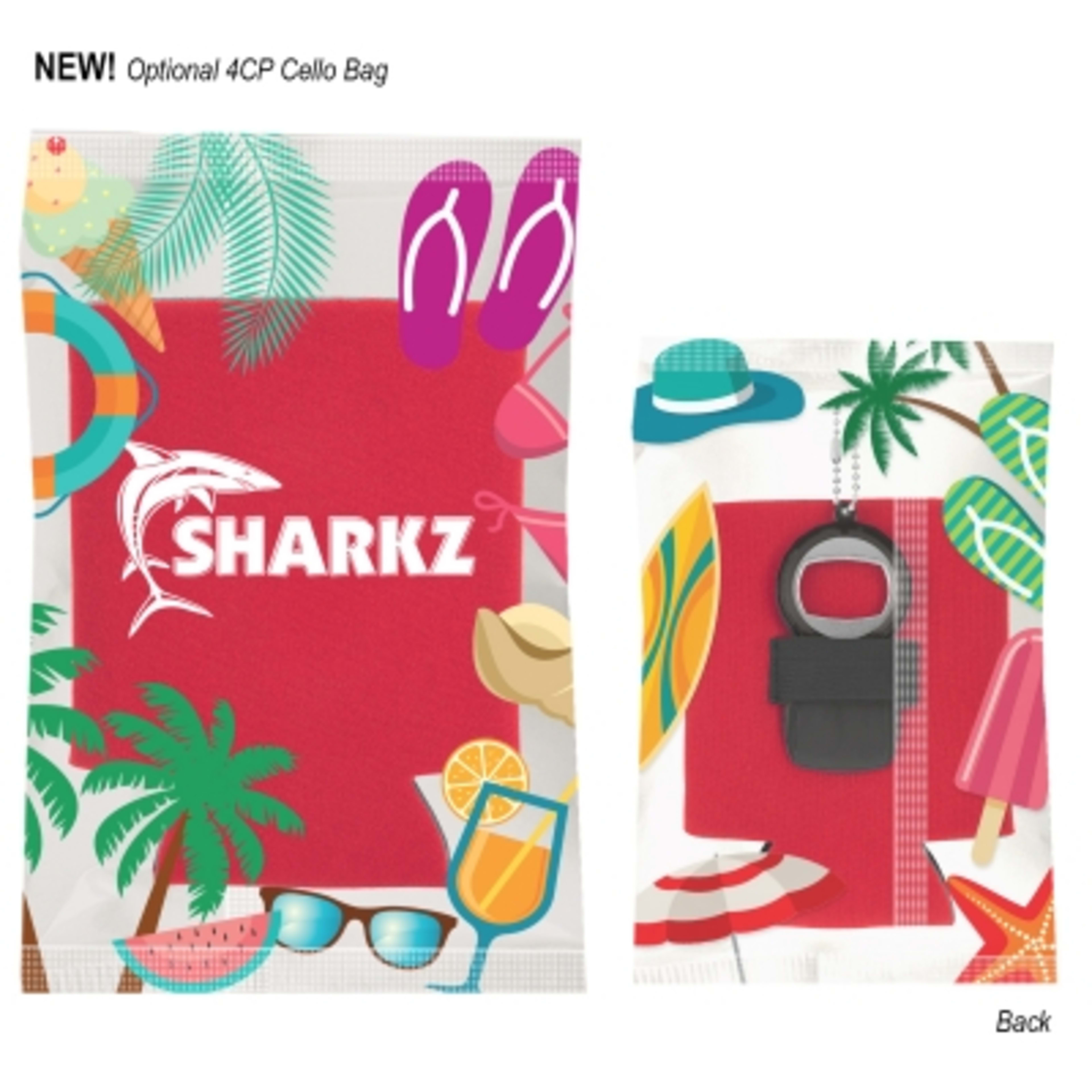 Koozie Foam with Bottle Opener Foldable - 4 in - 4CPCELLO - Optional Cellobag Clear 4CP - product view 4