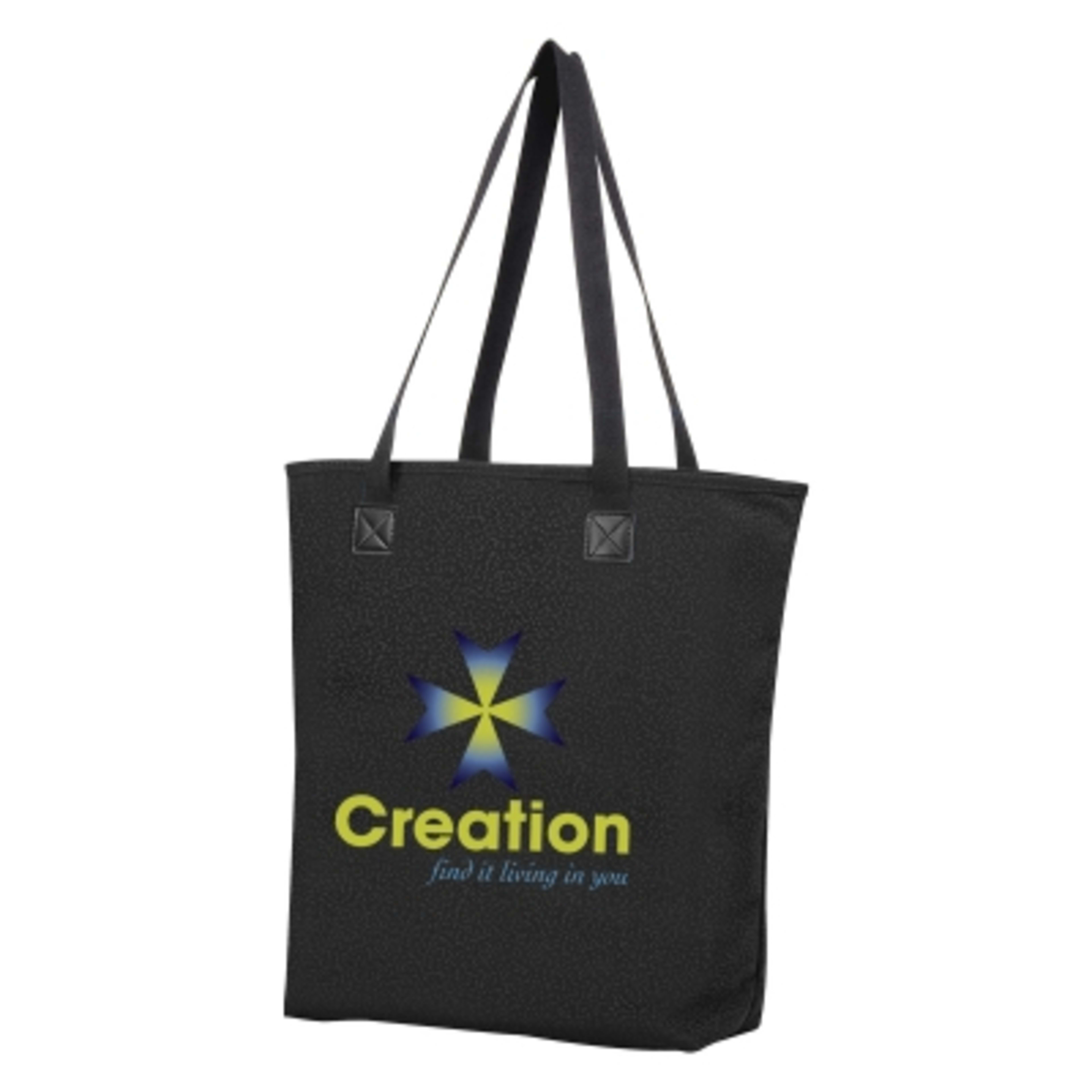 Custom Tote Bag Polyurethane Micro Dot Pattern - 16 x 15 in - Black - Colorbrite - product view 2