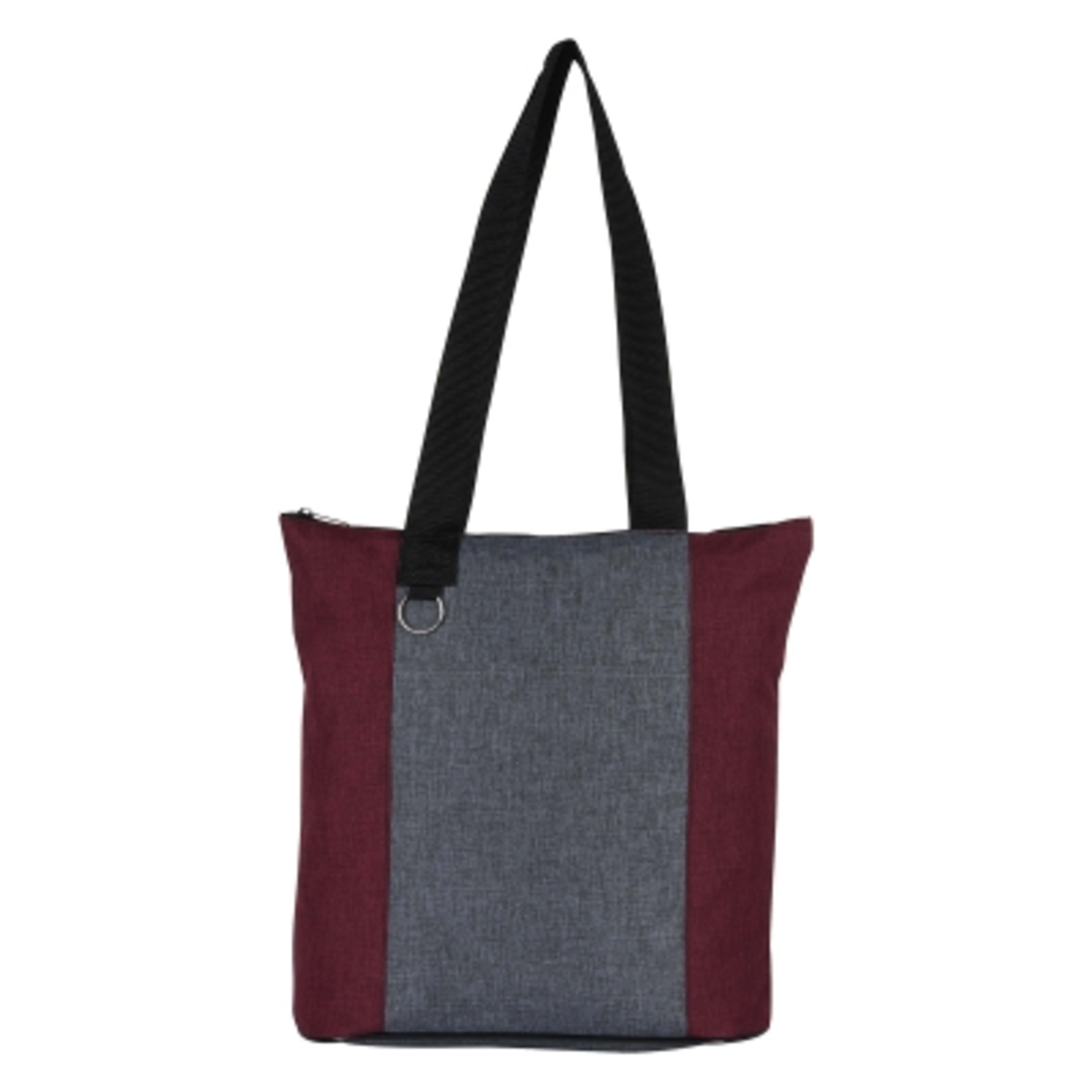 Custom Tote Bag Heathered Polyester with Zipper - 14 x 13 in - Red/Gray - Front - product view 4