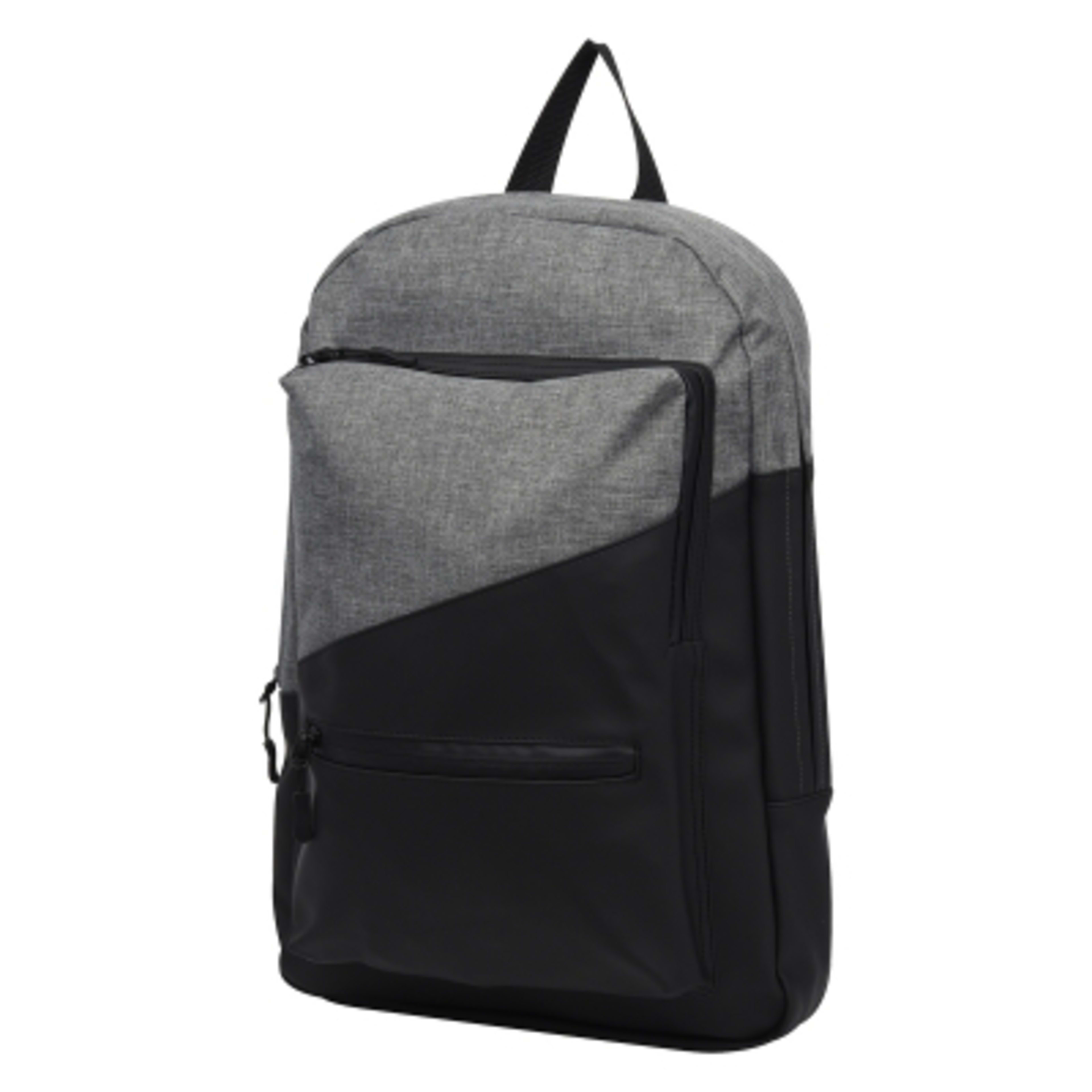 Backpack Laptop Polycanvas with Padded Compartment - 11 x 16 x 3 in - Gray/Black - Angle - product view 4