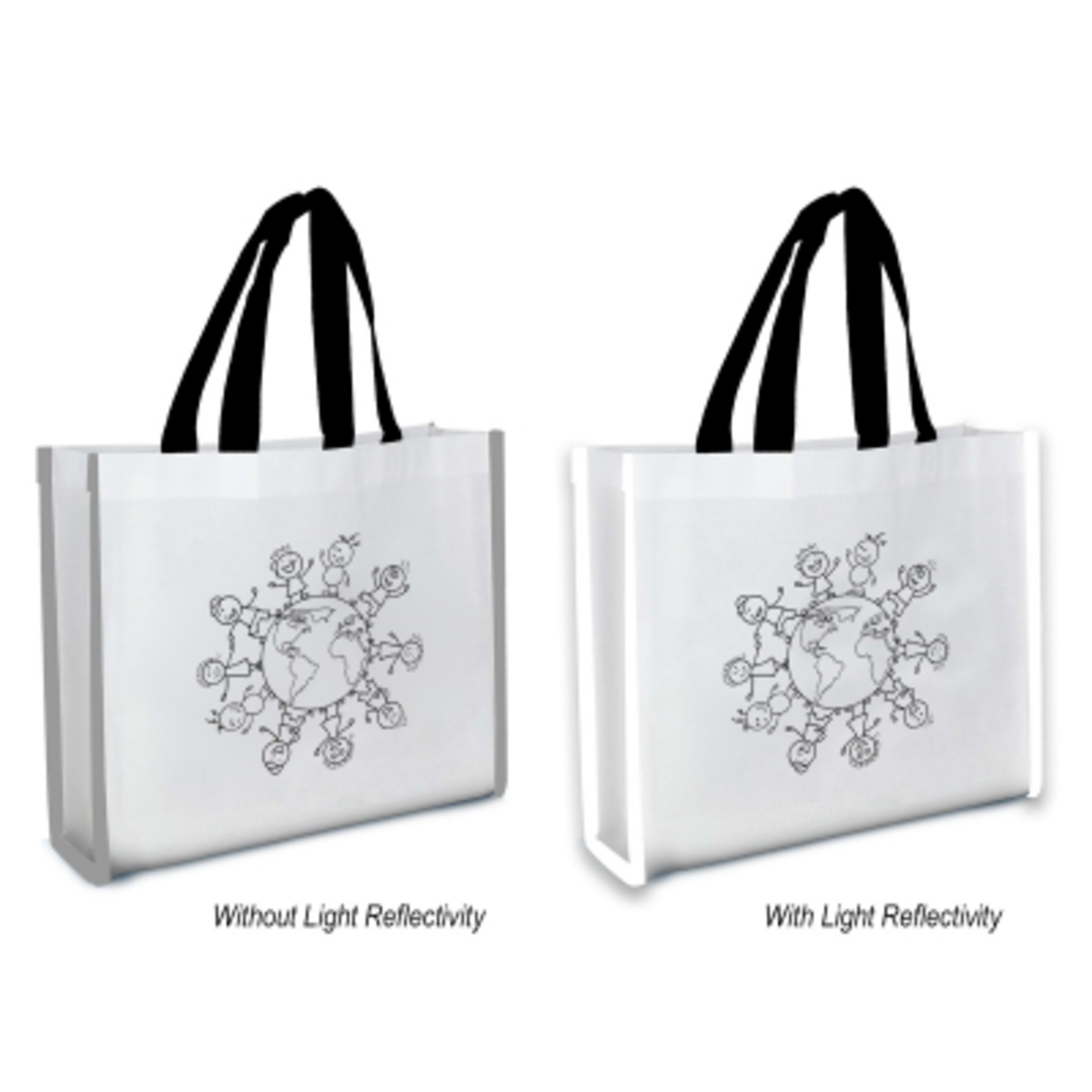 Custom Tote Bag Non-Woven Coloring with Crayons - 13 x 11 x 3 in - White/Black - Both Silkscreen - product view 2