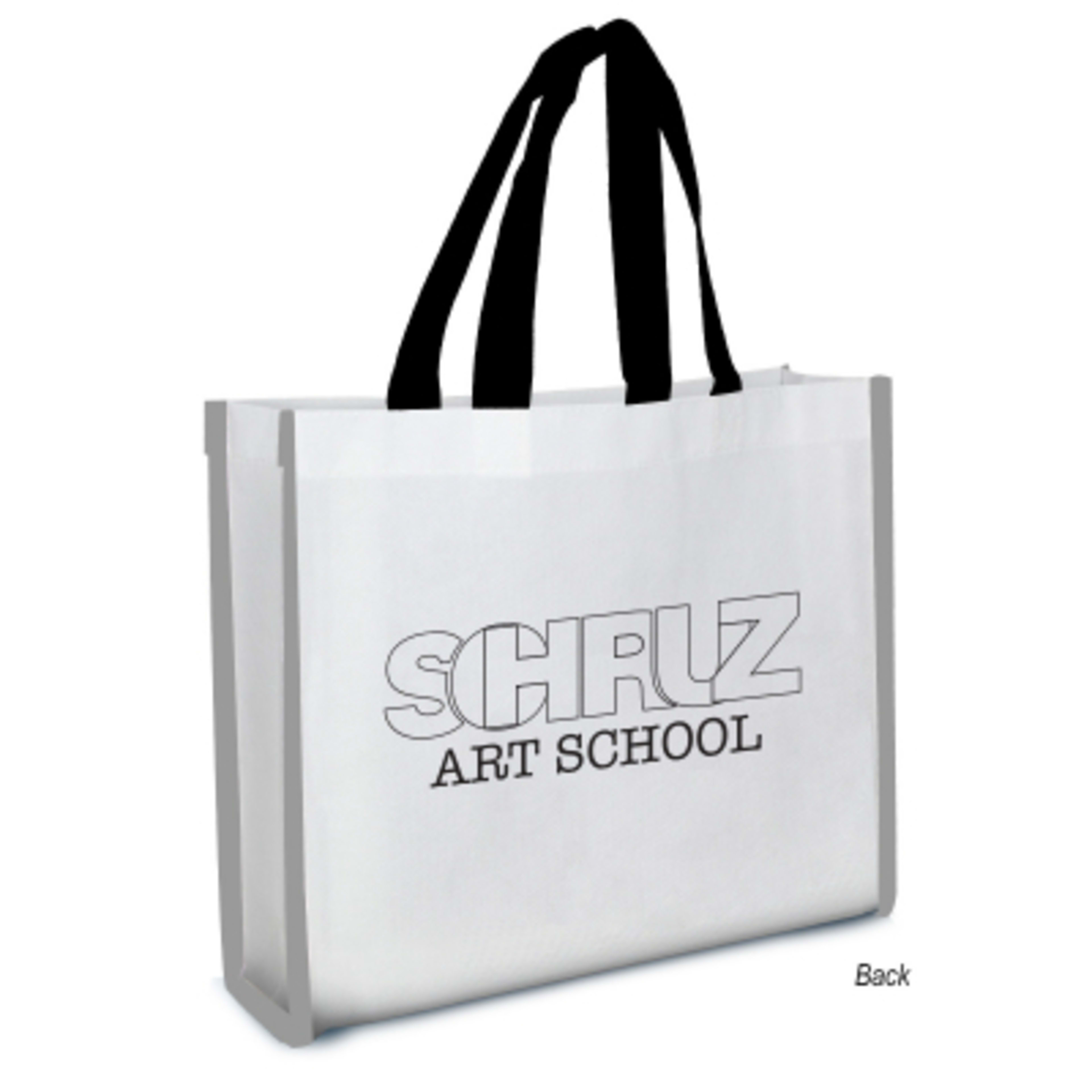 Custom Tote Bag Non-Woven Coloring with Crayons - 13 x 11 x 3 in - White/Black - Back Silkscreen - product view 3