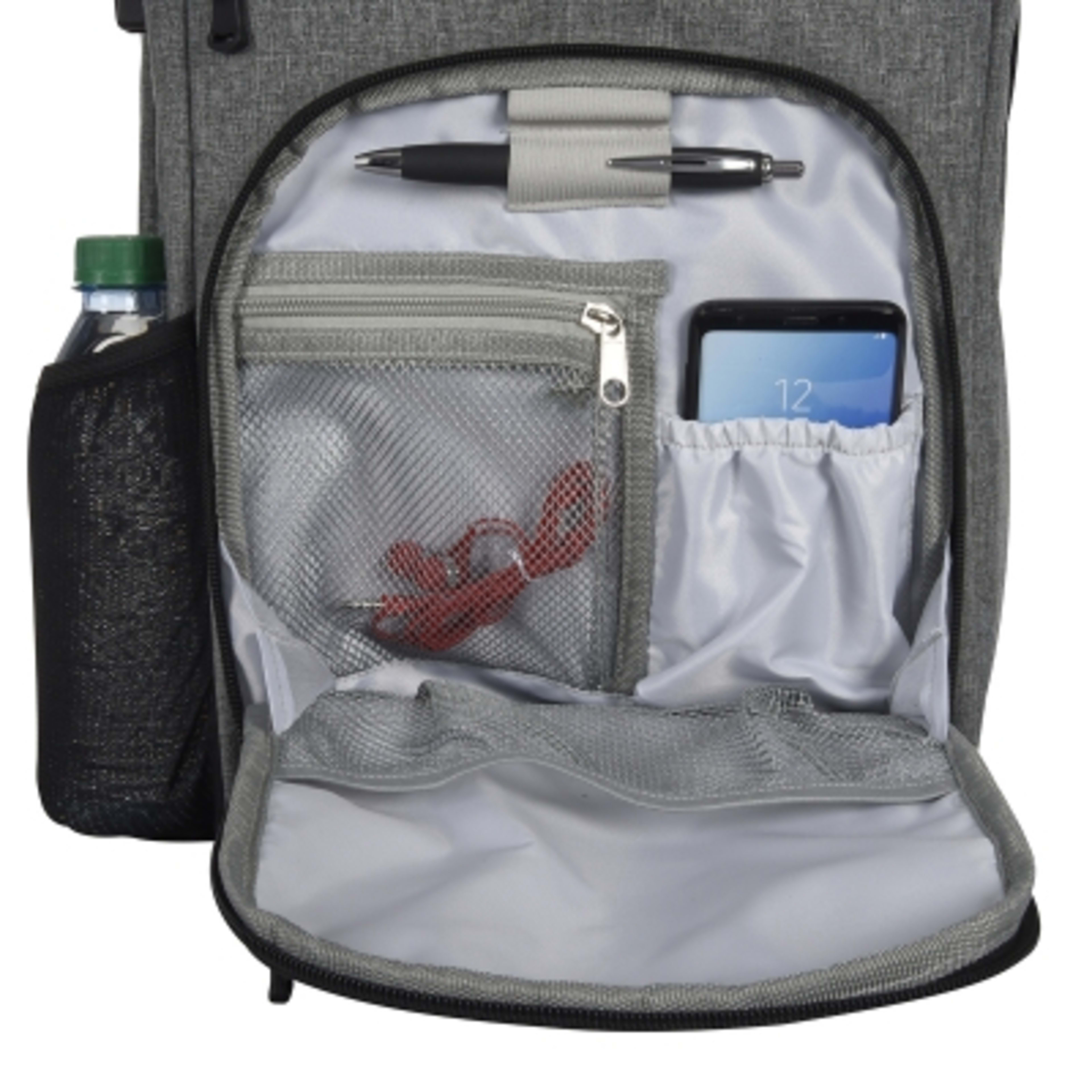 Backpack RFID Laptop Heathered Polyester Convertible - 11 x 18 x 5 in - Gray - Inset2 - product view 1