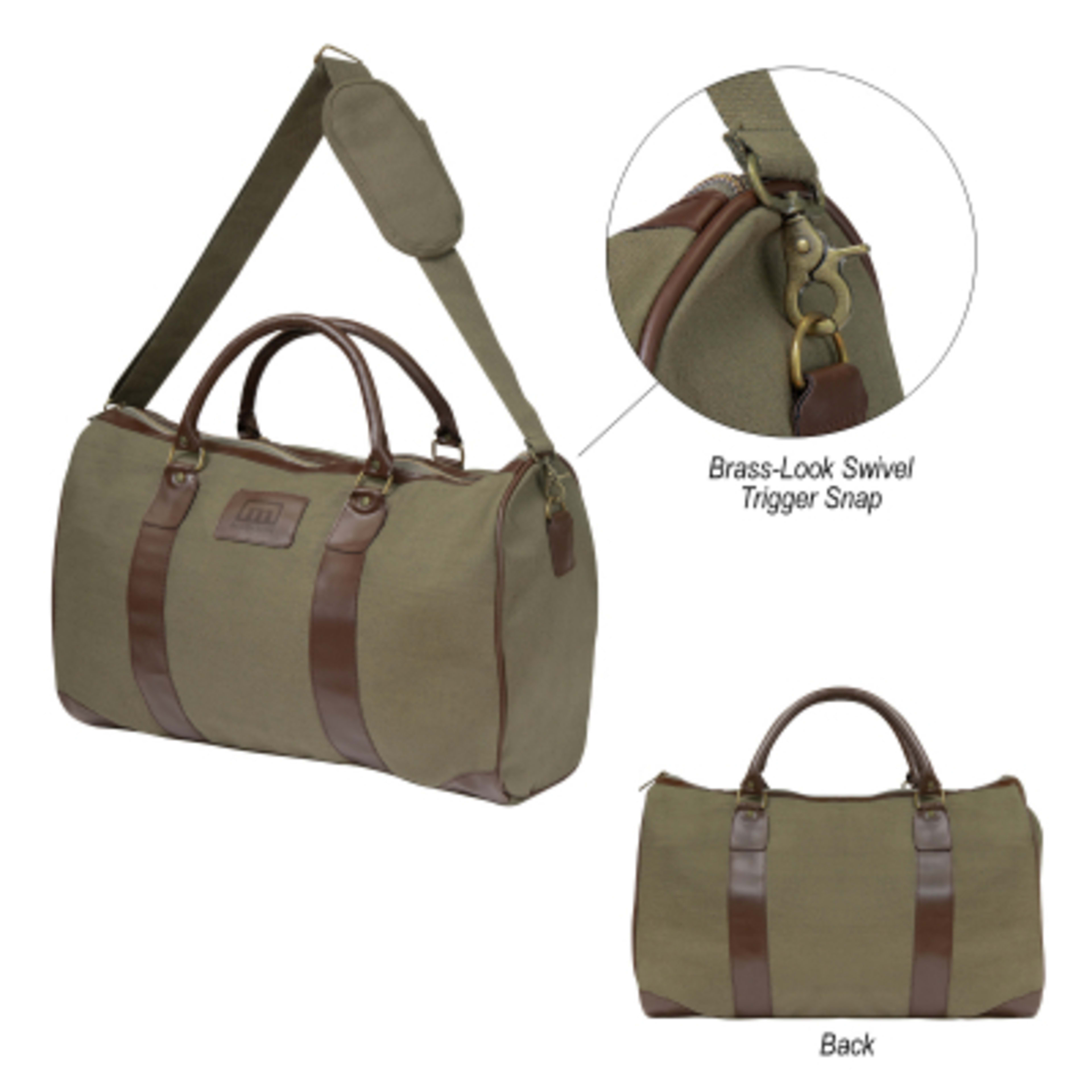 Duffel Bag Cotton Canvas Safari Weekender with Leather - 20 x 12 x 8 in - Group Shot - product view 3