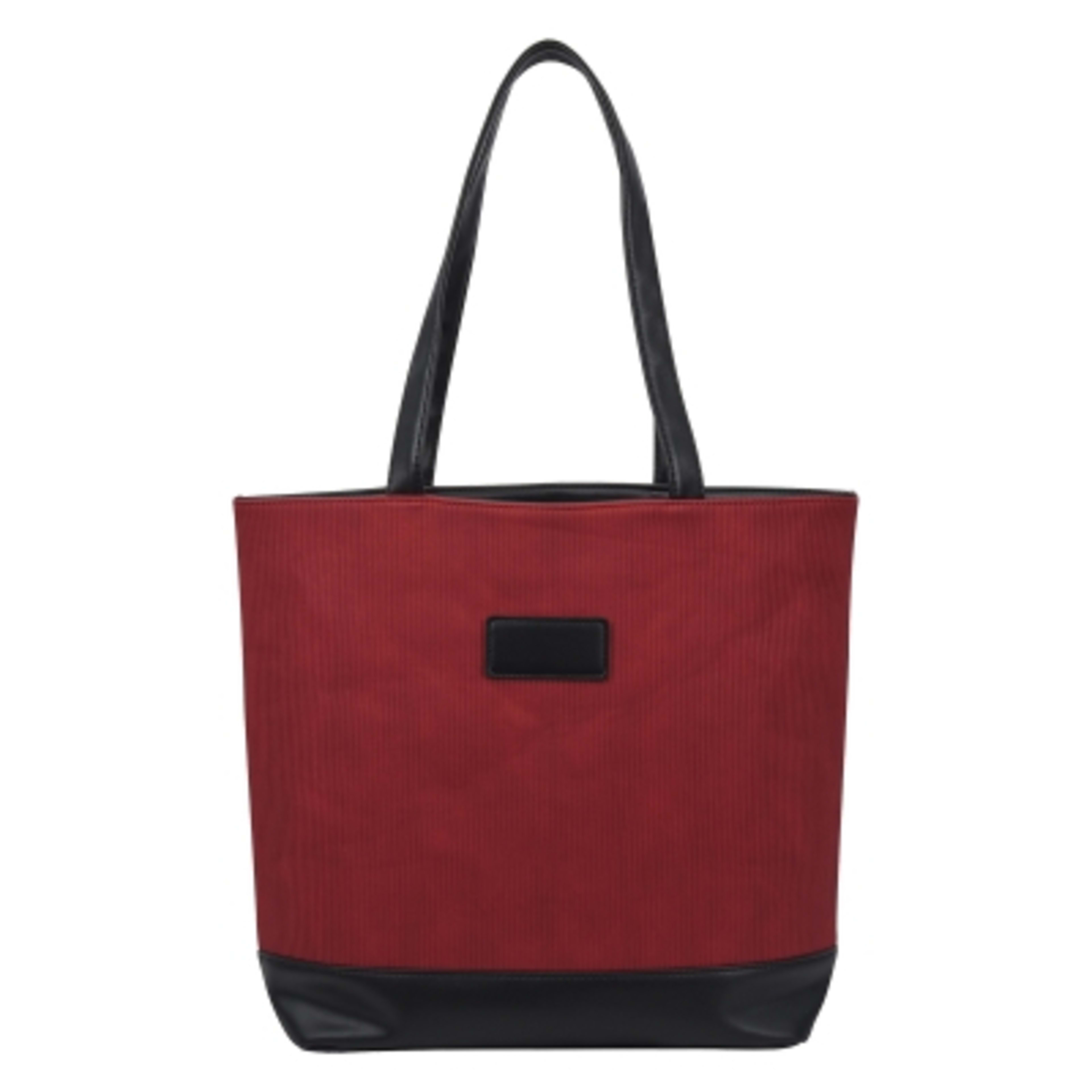 Custom Tote Bag Polyurethane Corduroy Look with Patch - 17 x 13 in - Red - Front - product view 3