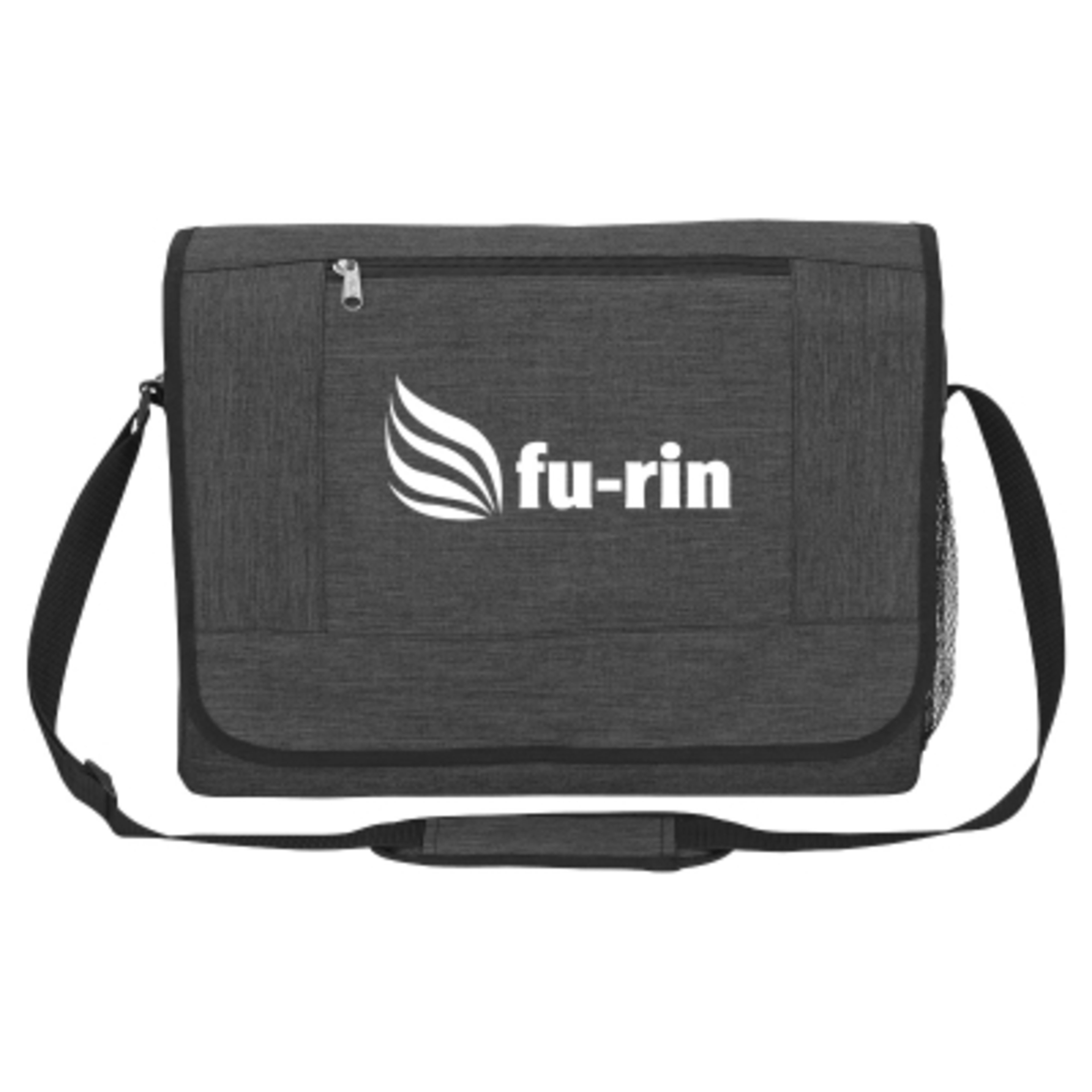 Messenger Bag Polycanvas with Trolley Sleeve - 16 x 11 in - Gray - Silkscreen - promotional product with custom logo