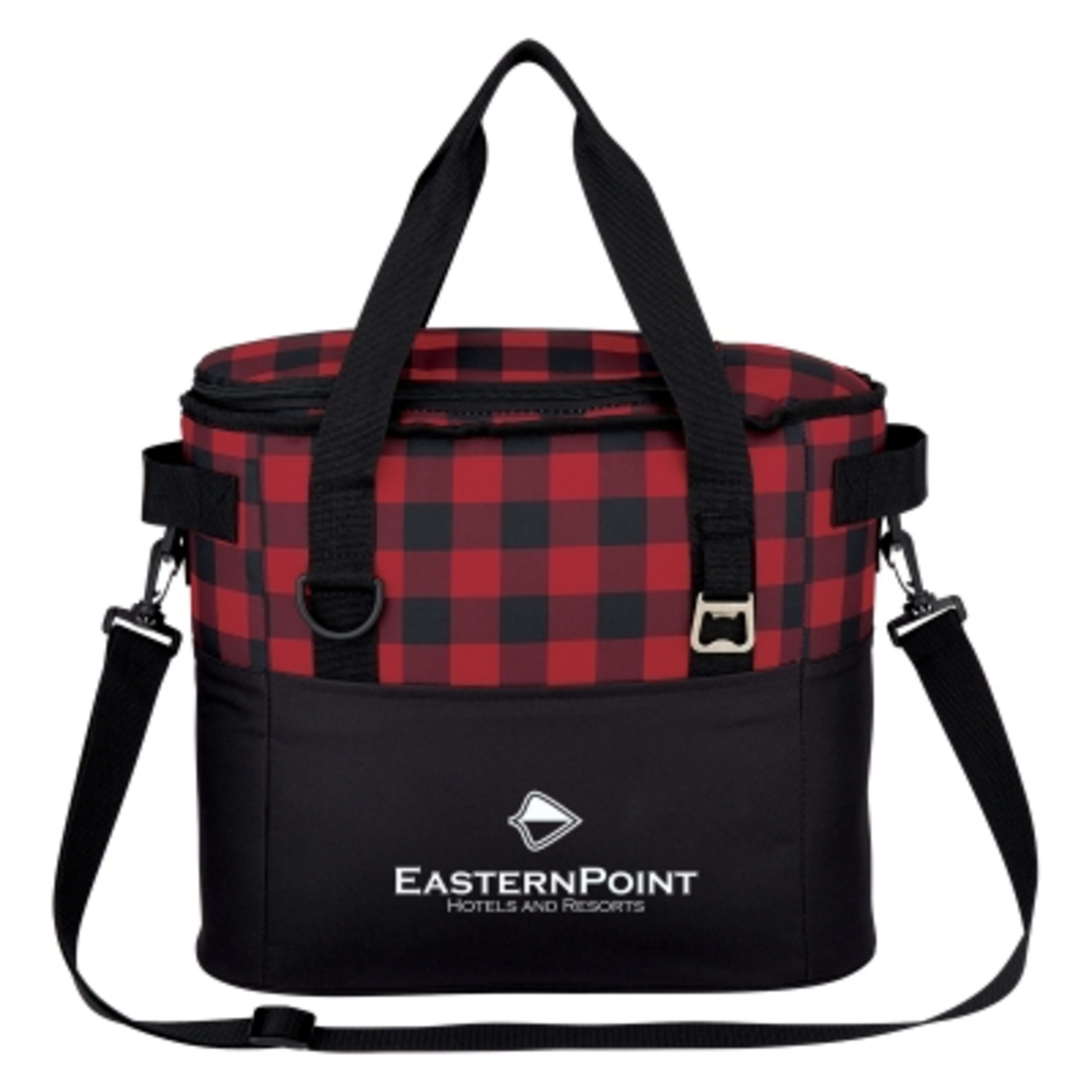 Cooler Bag Insulated with Bottle Opener - 15 x 12 in - Red/Black - Silkscreen - product view 1