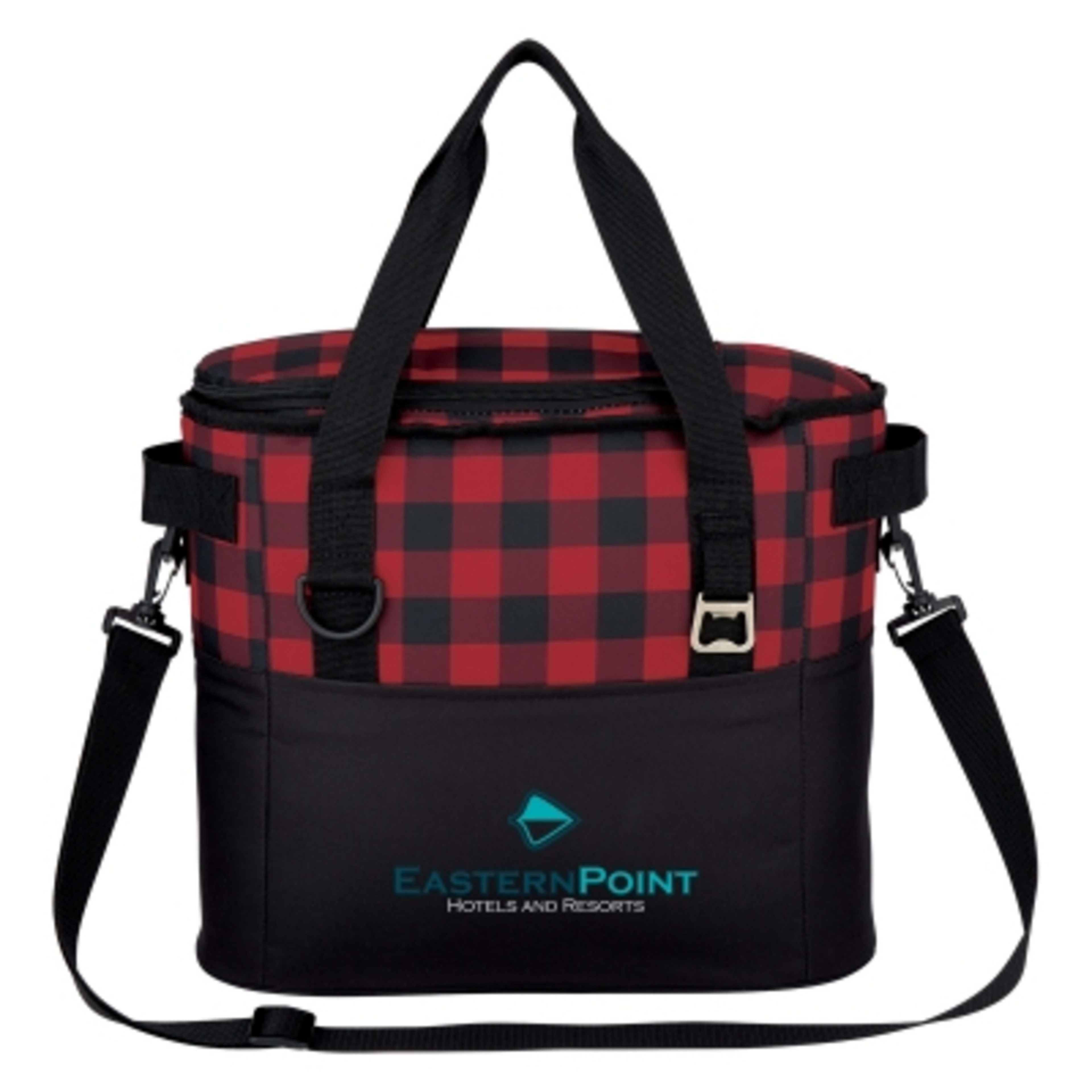 Cooler Bag Insulated with Bottle Opener - 15 x 12 in - Red/Black - Colorbrite - product view 4