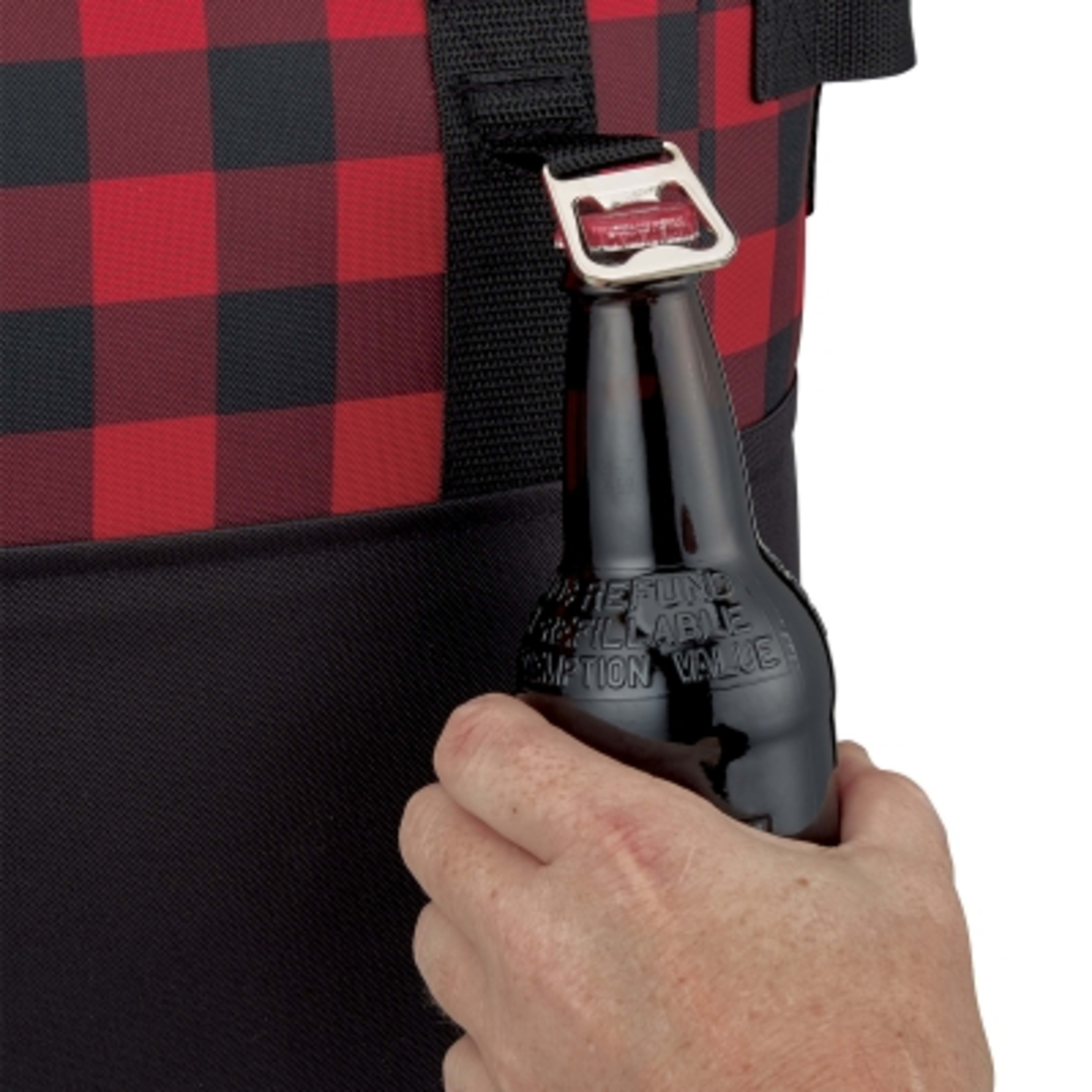 Cooler Bag Insulated with Bottle Opener - 15 x 12 in - Red/Black - Bottle Opener - product view 8
