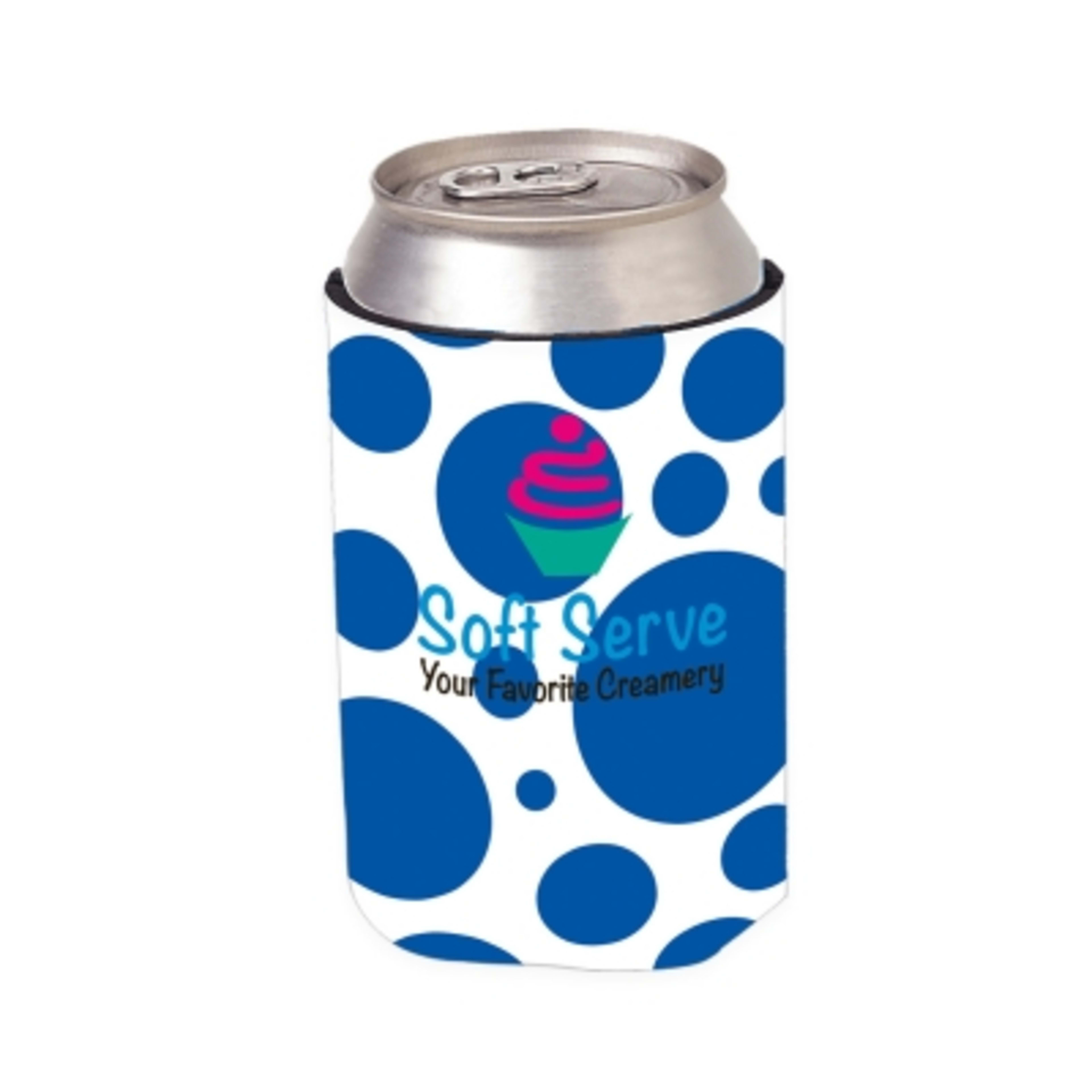 Custom Foam Koozie with Stock Designs - 4 in - White - 4CP Dots 1 - product view 4