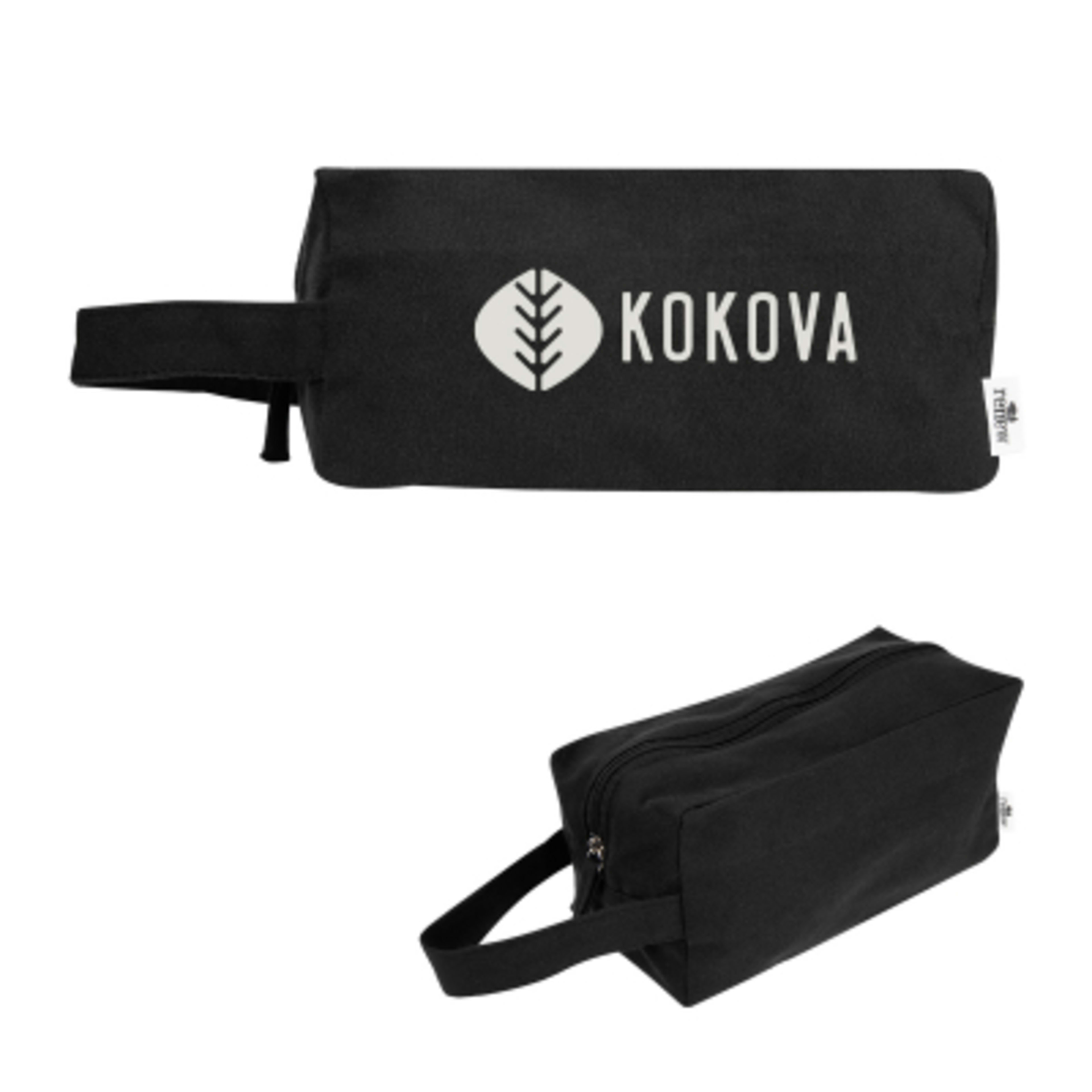 Toiletry Bag Recycled Cotton with Handle - 4.5 x 9 in - Black - Silkscreen - product view 1