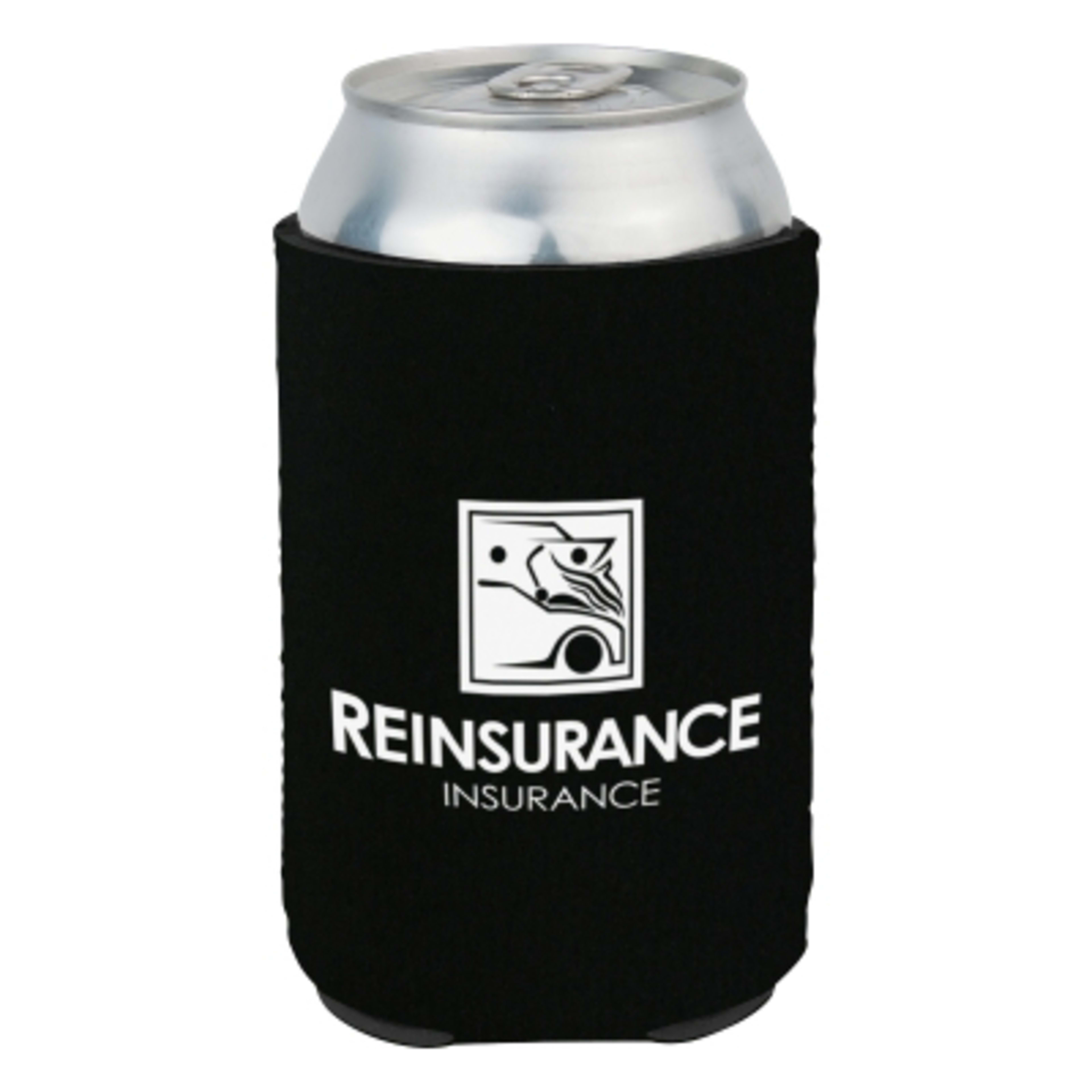 Custom Koozies Neoprene Foldable Can Cooler - 4 in - Black - Silkscreen - product view 1