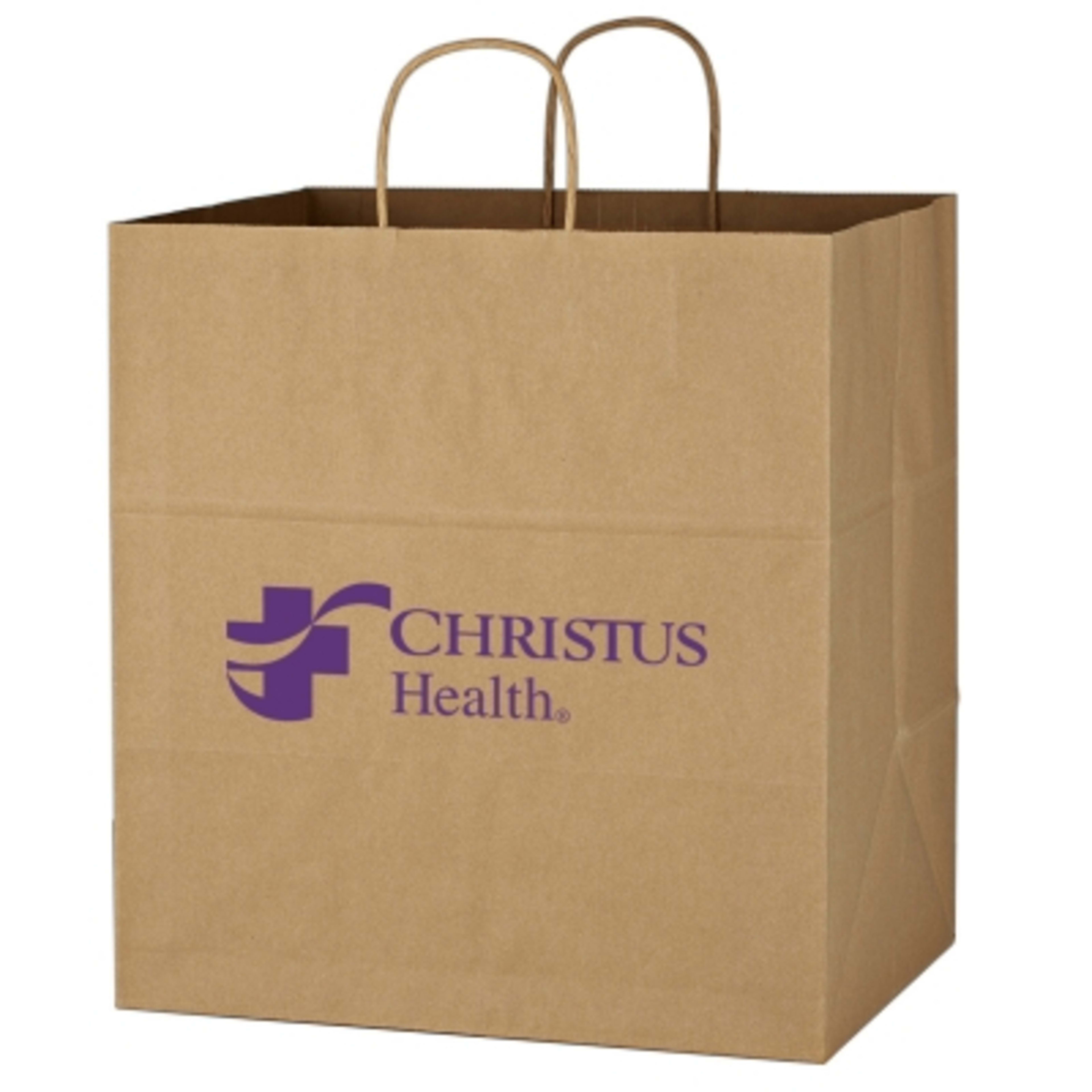 Kraft Paper Shopping Bag Twisted Handles - 14 x 15 in - NAT - Flexography - promotional product with custom logo