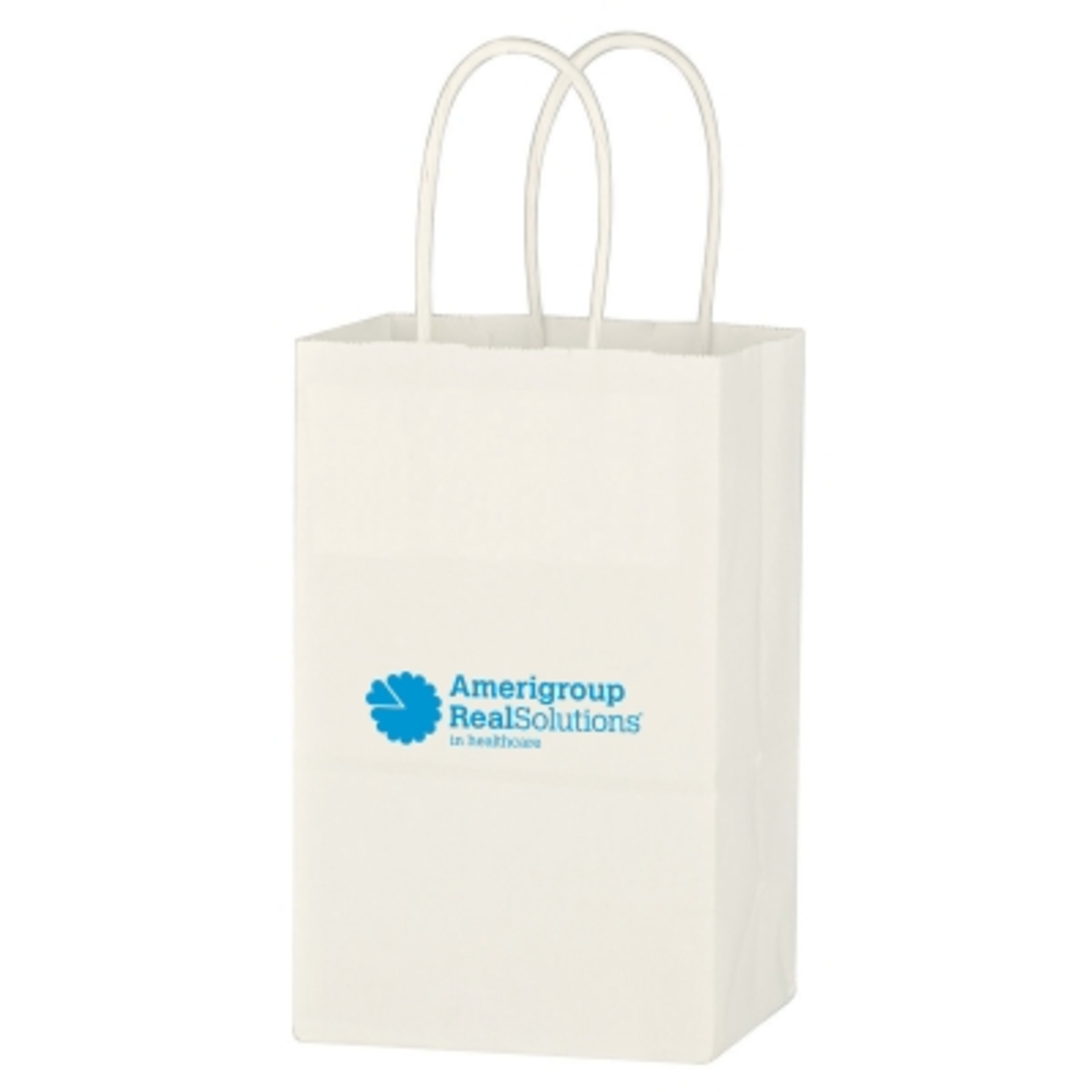 Paper Shopping Bag with Twisted Handles - 5.25 x 8.25 in - White - Flexography - product view 1