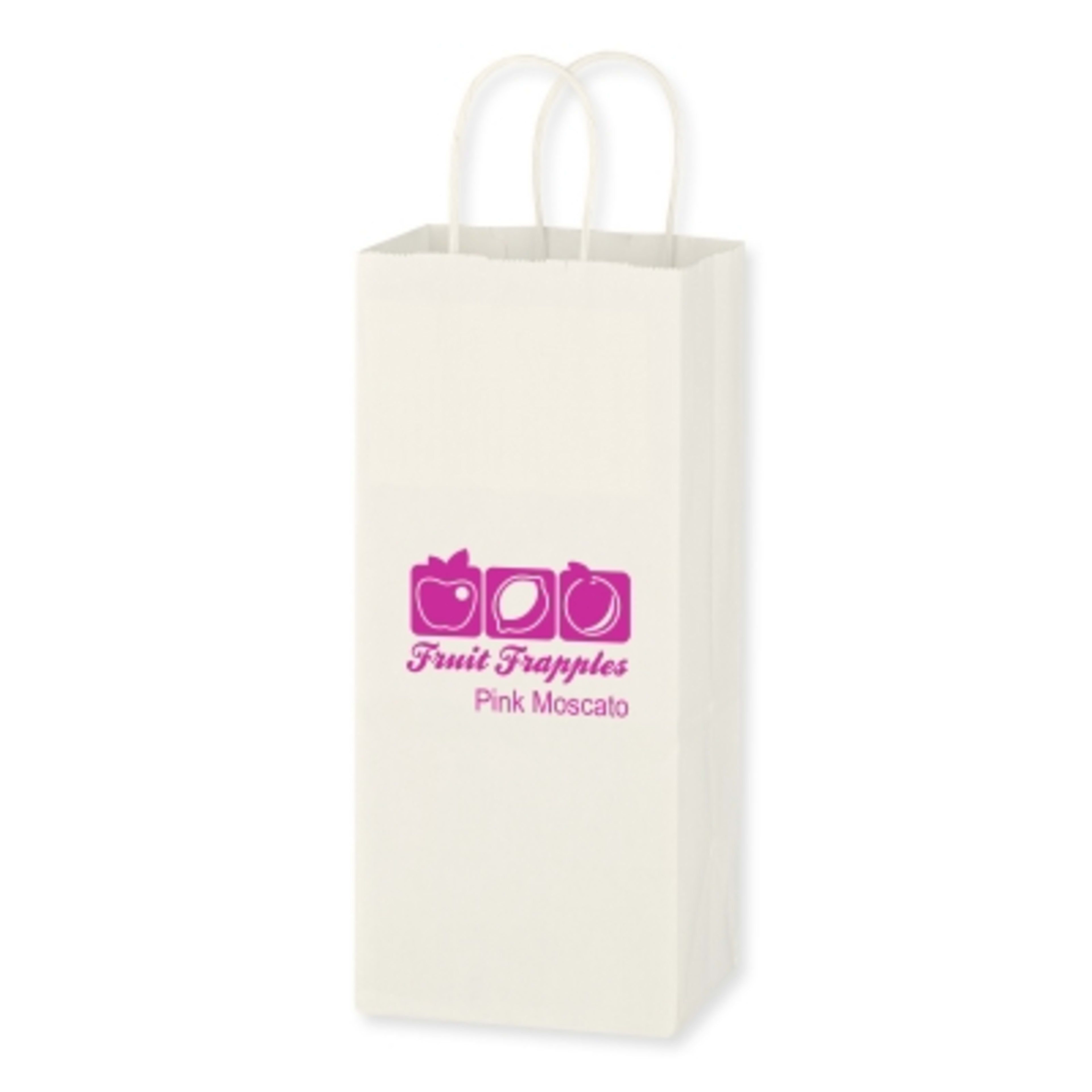 Paper Wine Bag with Twisted Handles - 5.25 x 13 in - White - Flexography - promotional product with custom logo