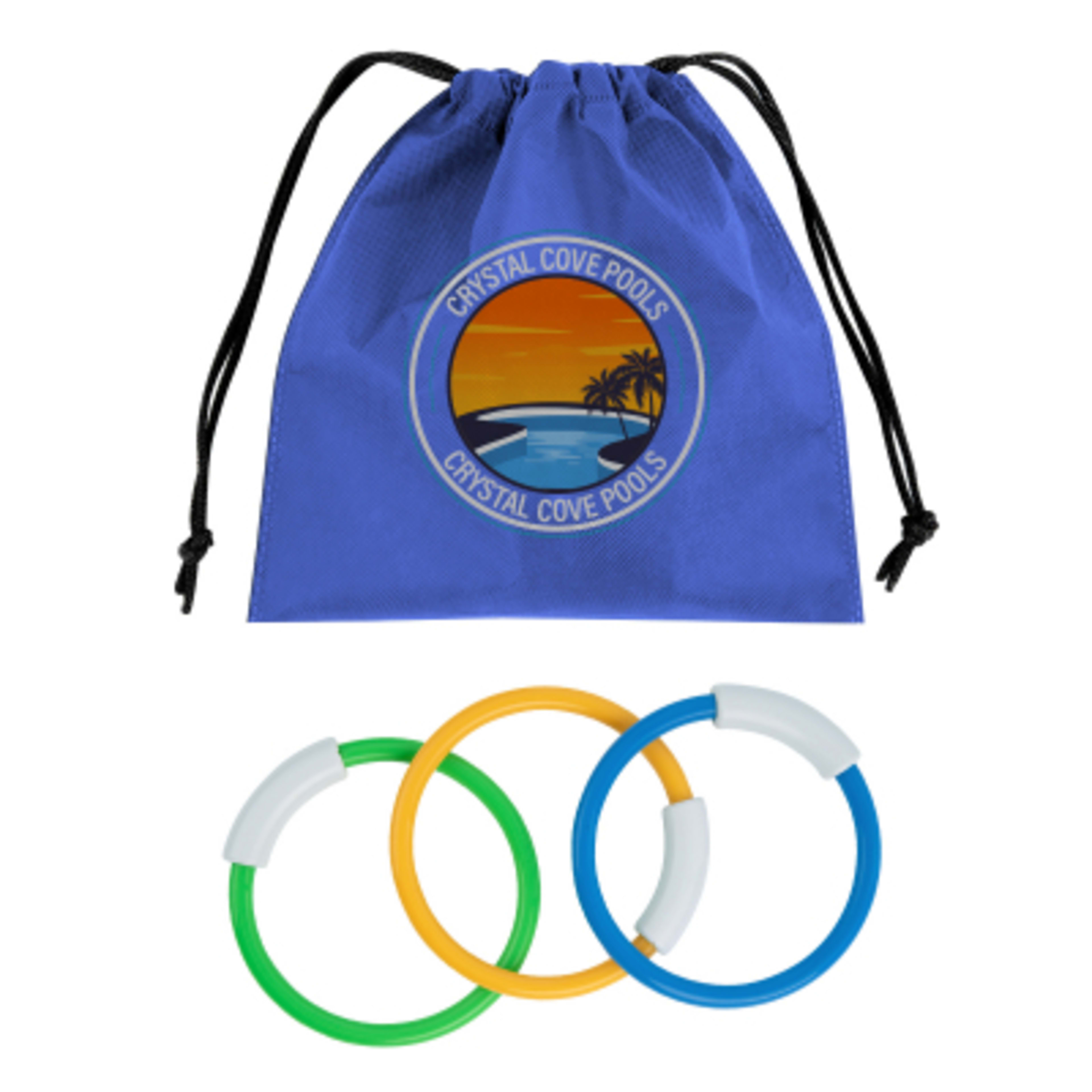 Recycled Diving Rings Set with Drawstring Pouch - 5.25 in - Royal - Digibrite - product view 2