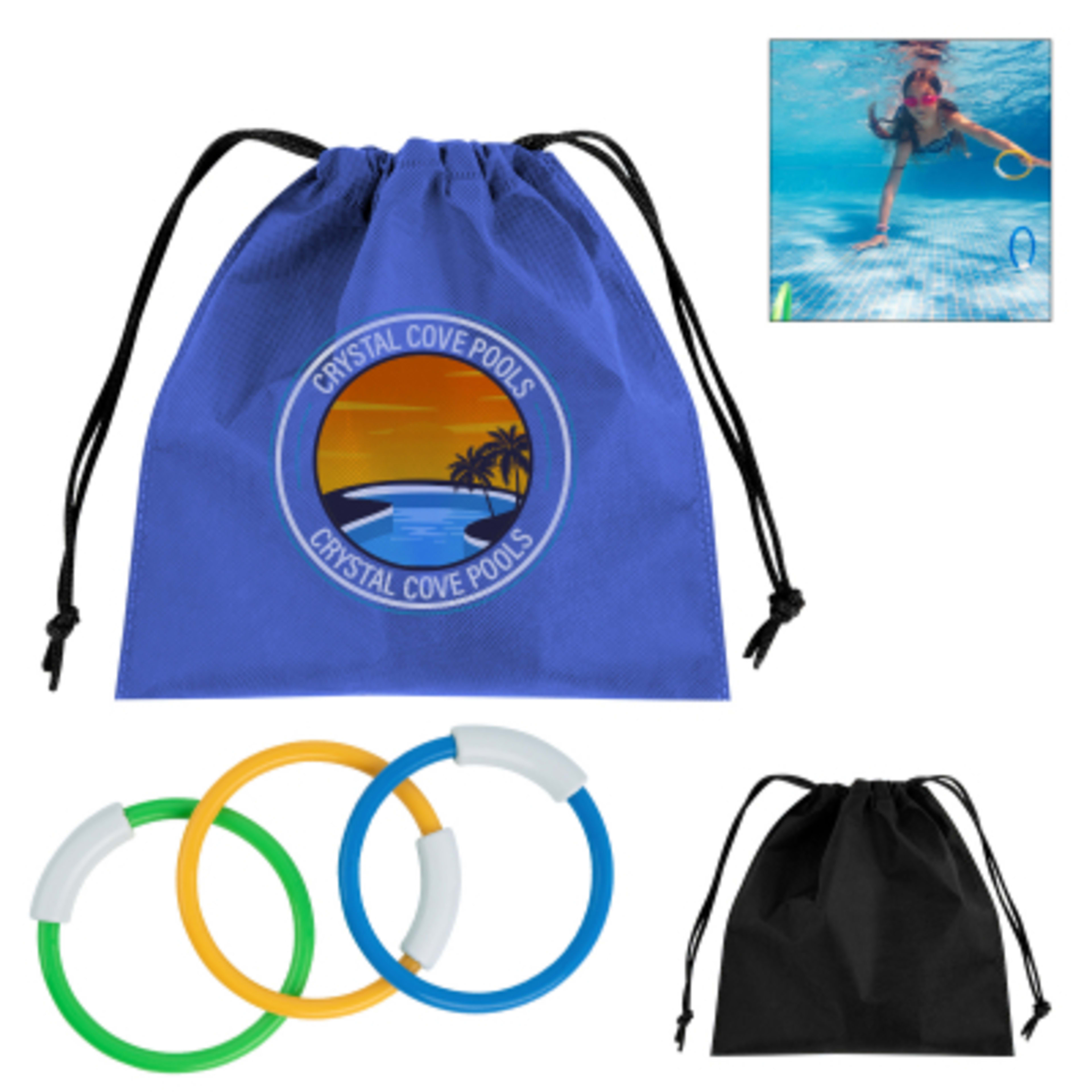 Recycled Diving Rings Set with Drawstring Pouch - 5.25 in - Group Shot - product view 3
