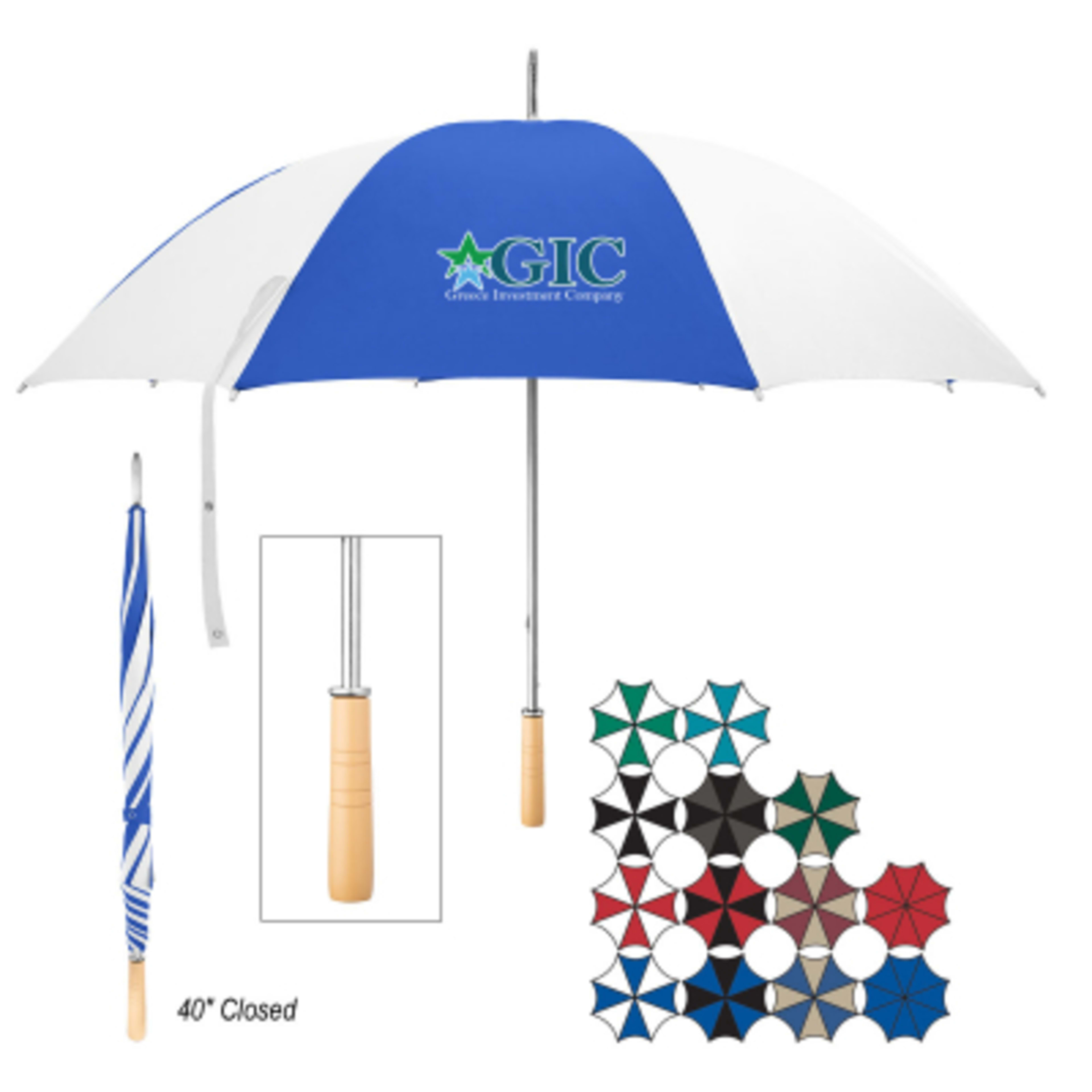 Golf Umbrella Manual Open Wood Handle - 60 in Arc - Group Shot - product view 3