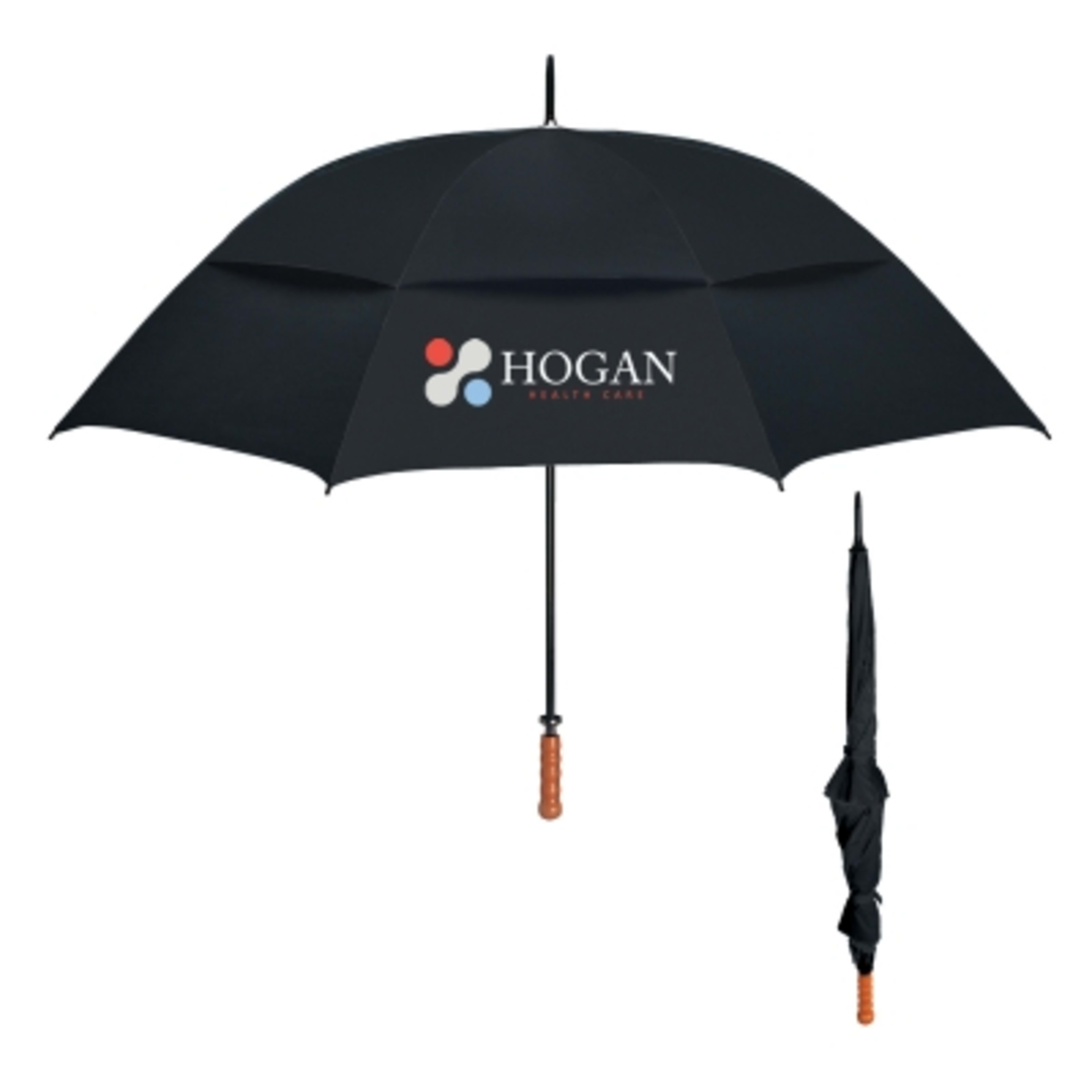 Golf Umbrella Windproof Vented Canopy - 68 in Arc - Black - Colorbrite - product view 2
