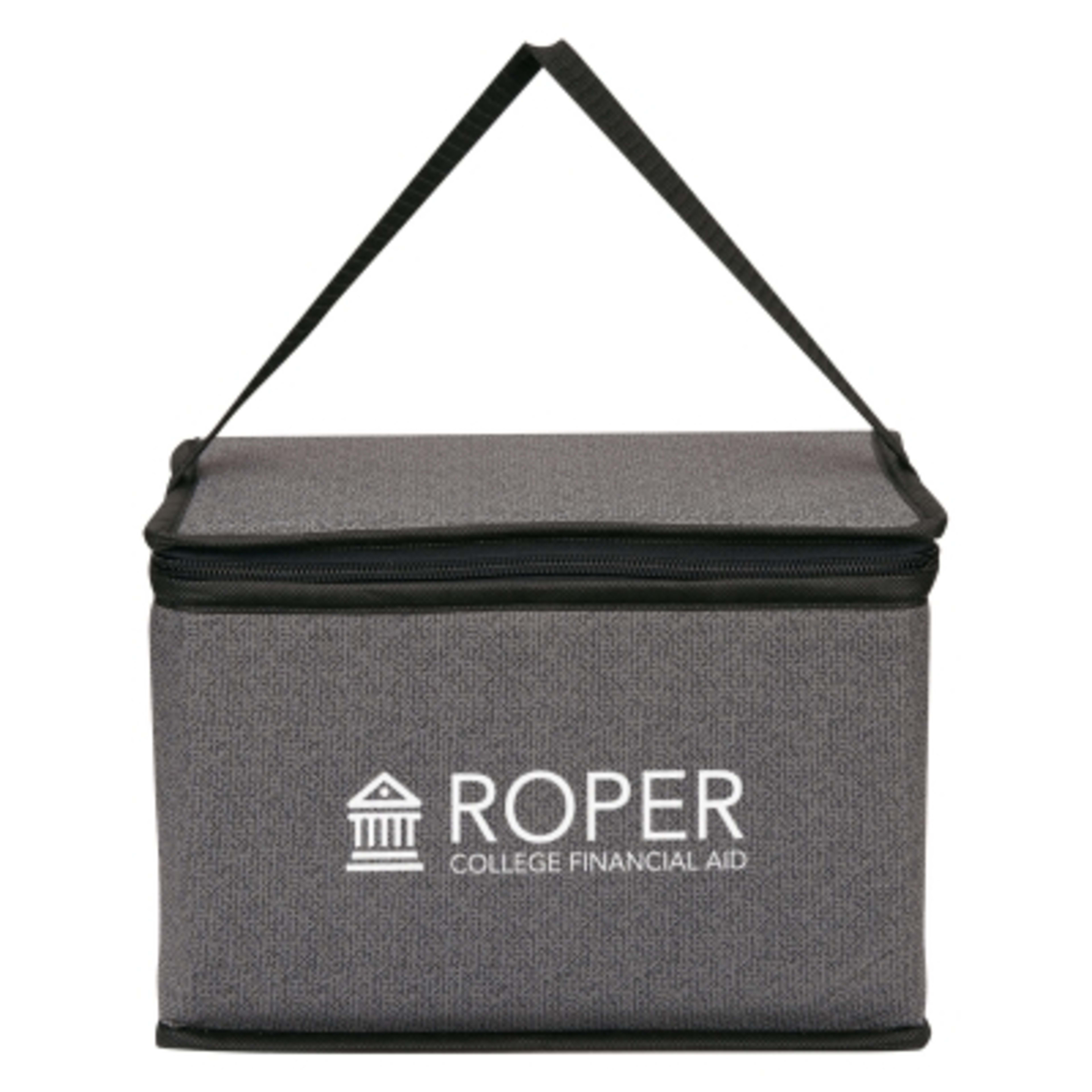 Insulated Cooler Bag Heathered Non-Woven Compact - 10 x 7 x 5.5 in - Gray - Silkscreen - promotional product with custom logo