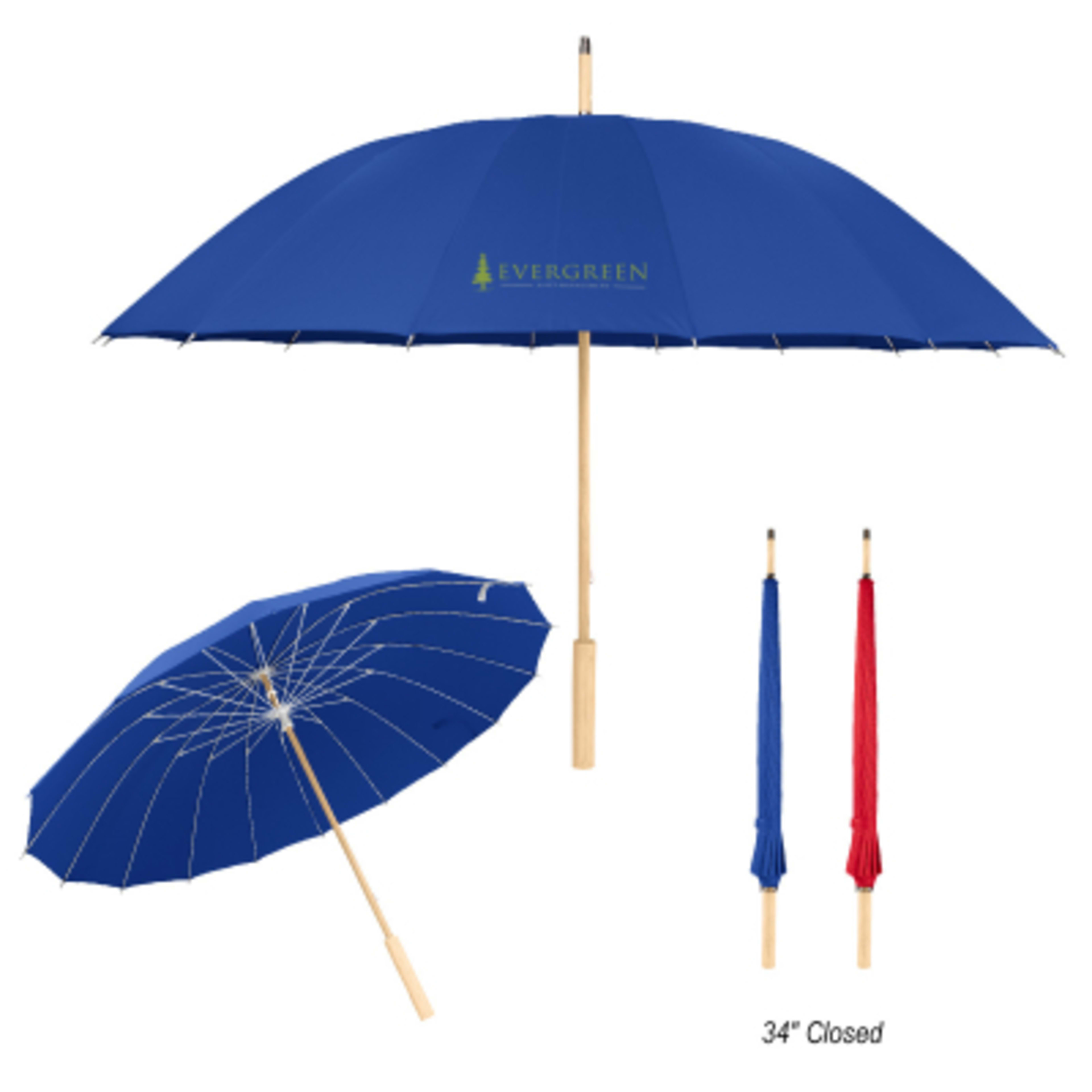 Umbrella RPET Canopy with Bamboo Handle - 46 in Arc - Group Shot - product view 3