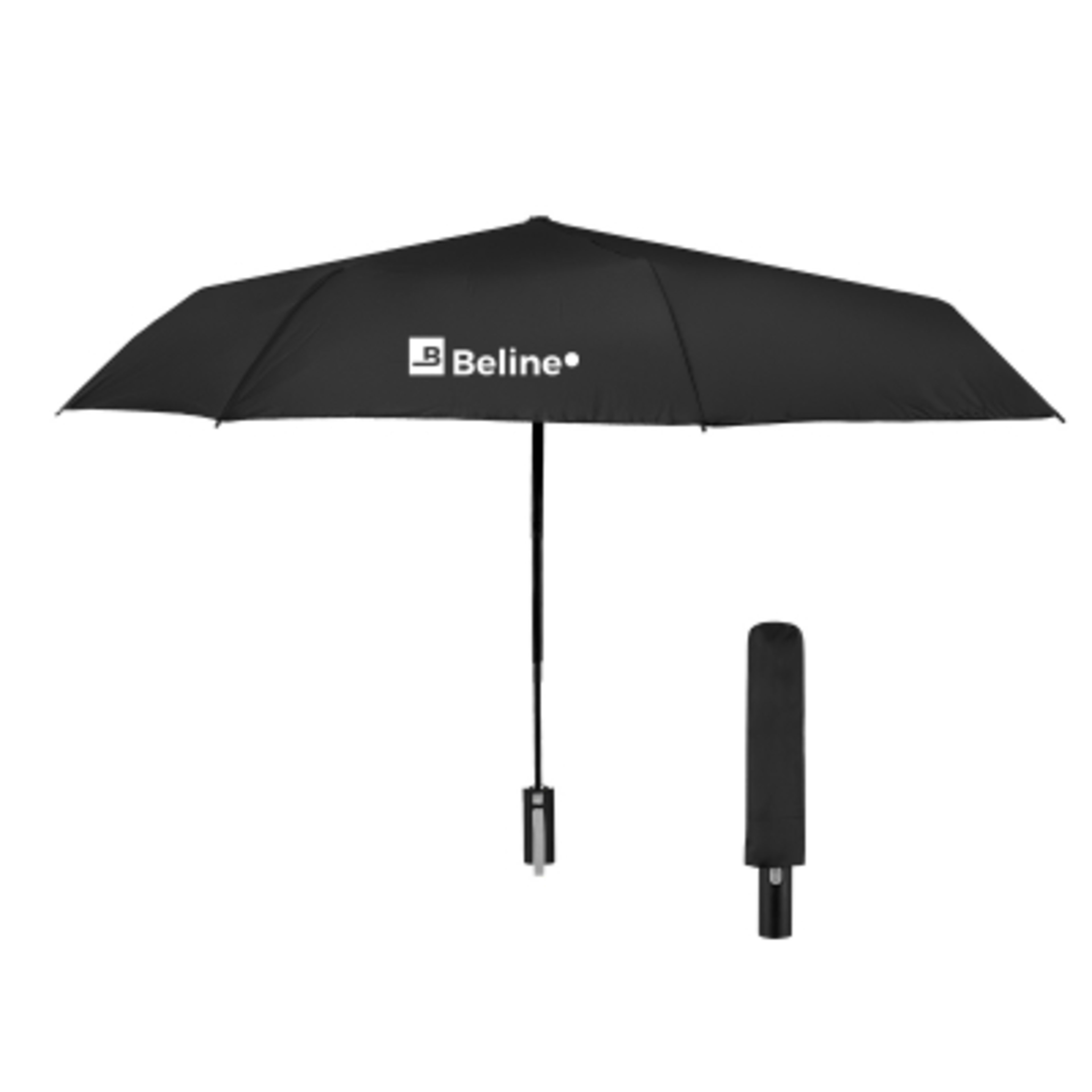 Umbrella Telescopic RPET Auto Open Close - 42 in Arc - Black/Gray - Silkscreen - product view 1