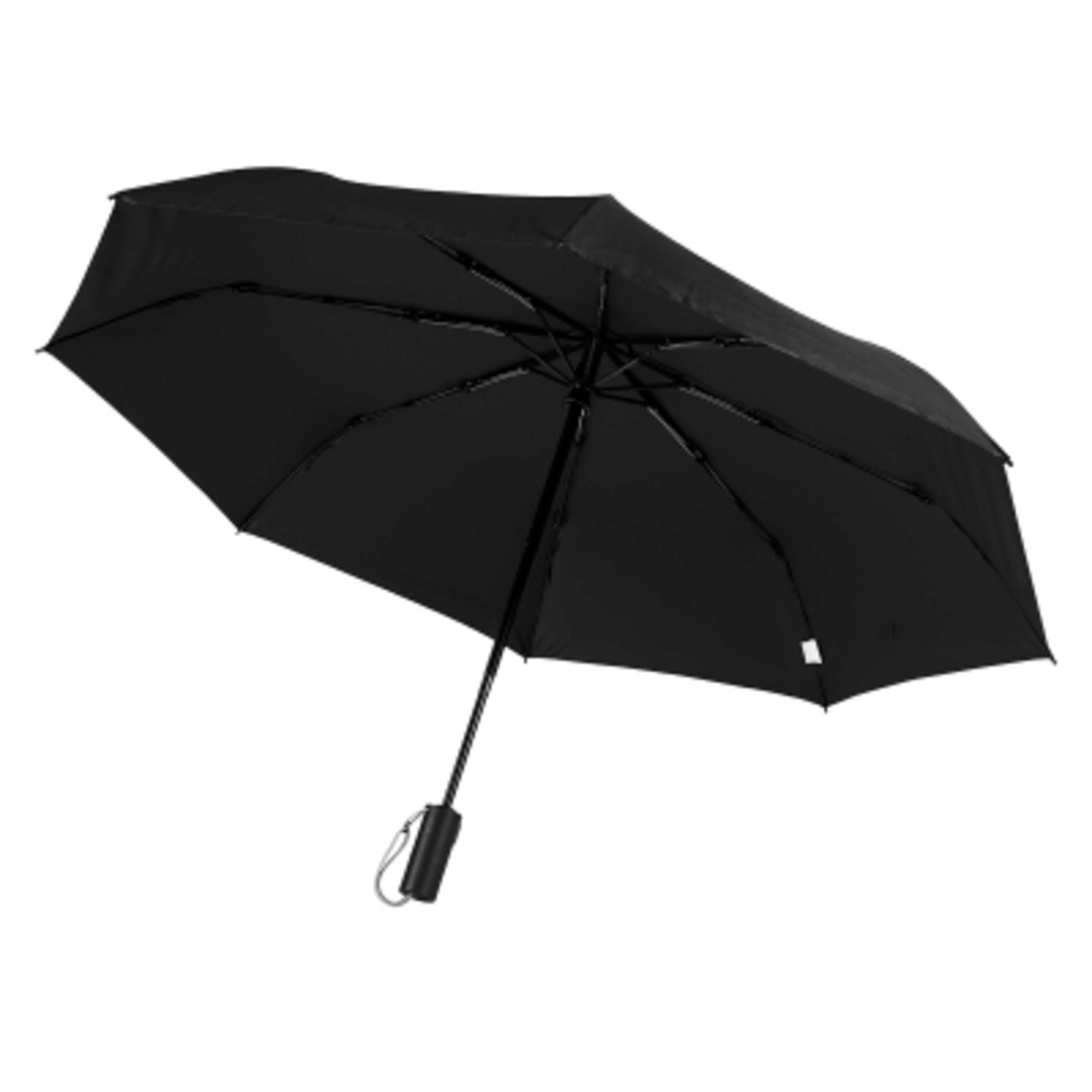 Umbrella Telescopic RPET Auto Open Close - 42 in Arc - Black/Gray - Open - product view 2