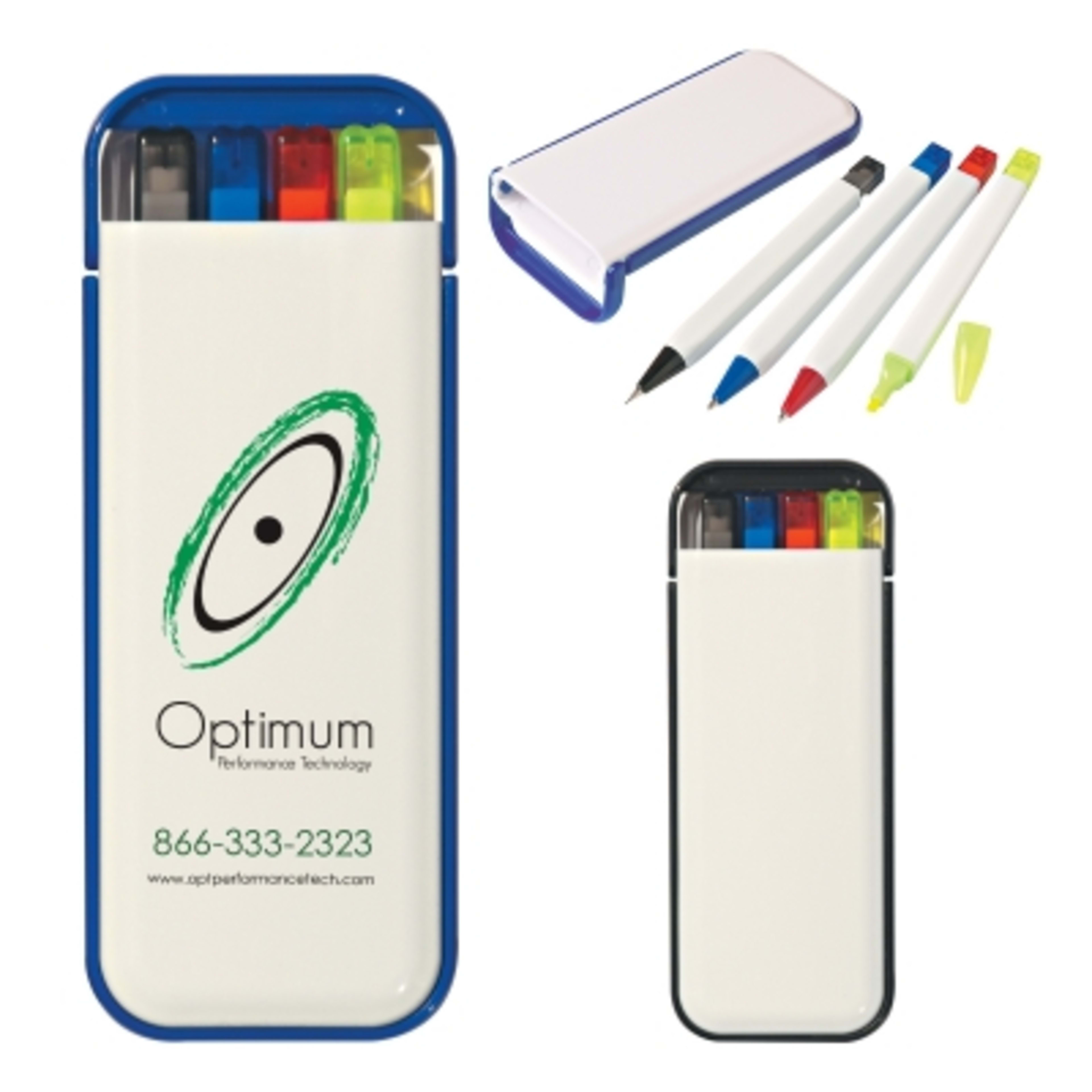 Writing Set 4-in-1 with Highlighter and Pocket Case - 5 x 2 in - Group Shot - product view 4
