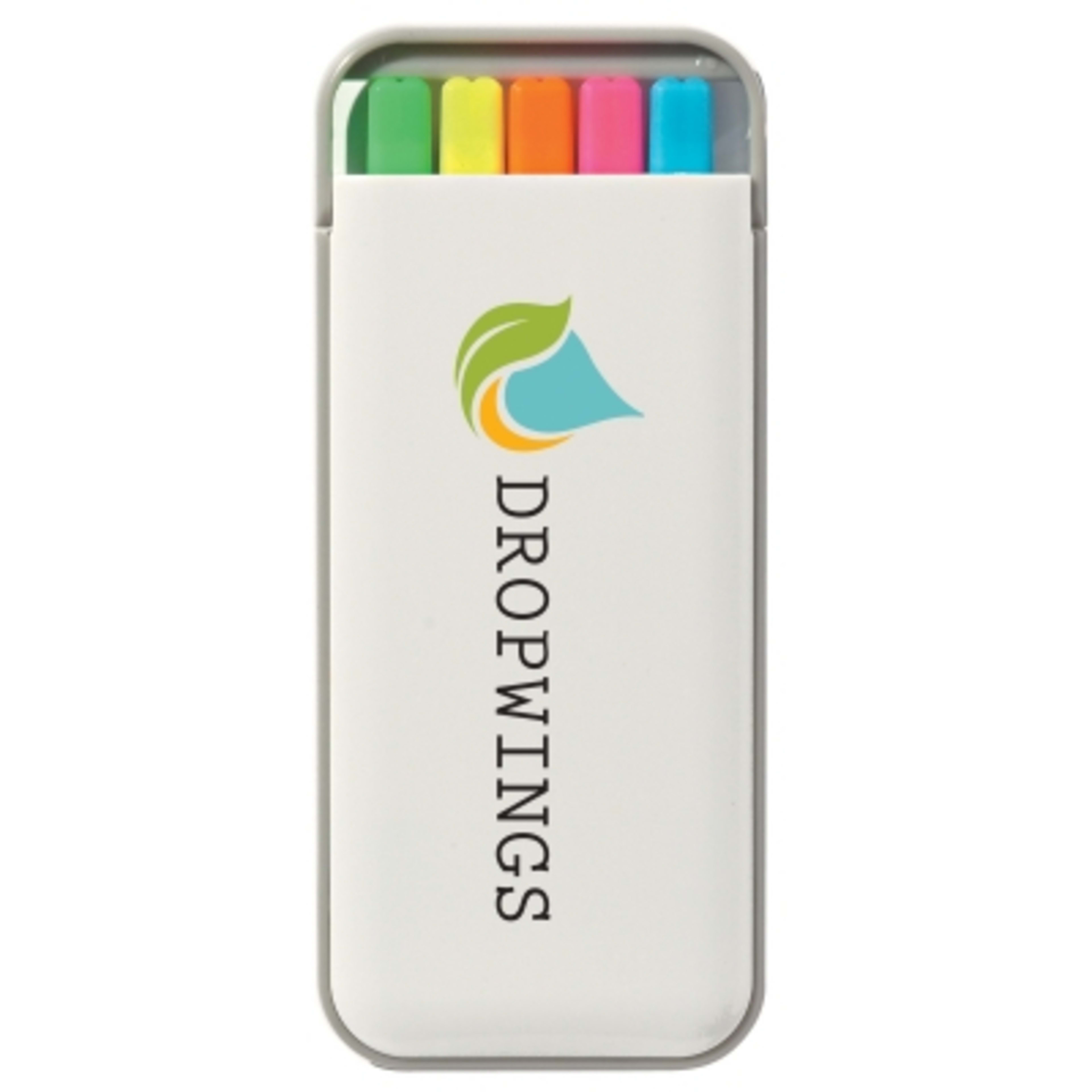 Highlighter Set 5-in-1 Chisel Tip with Pocket Case - 5.5 x 2.25 in - White/Gray - Digibrite - product view 1