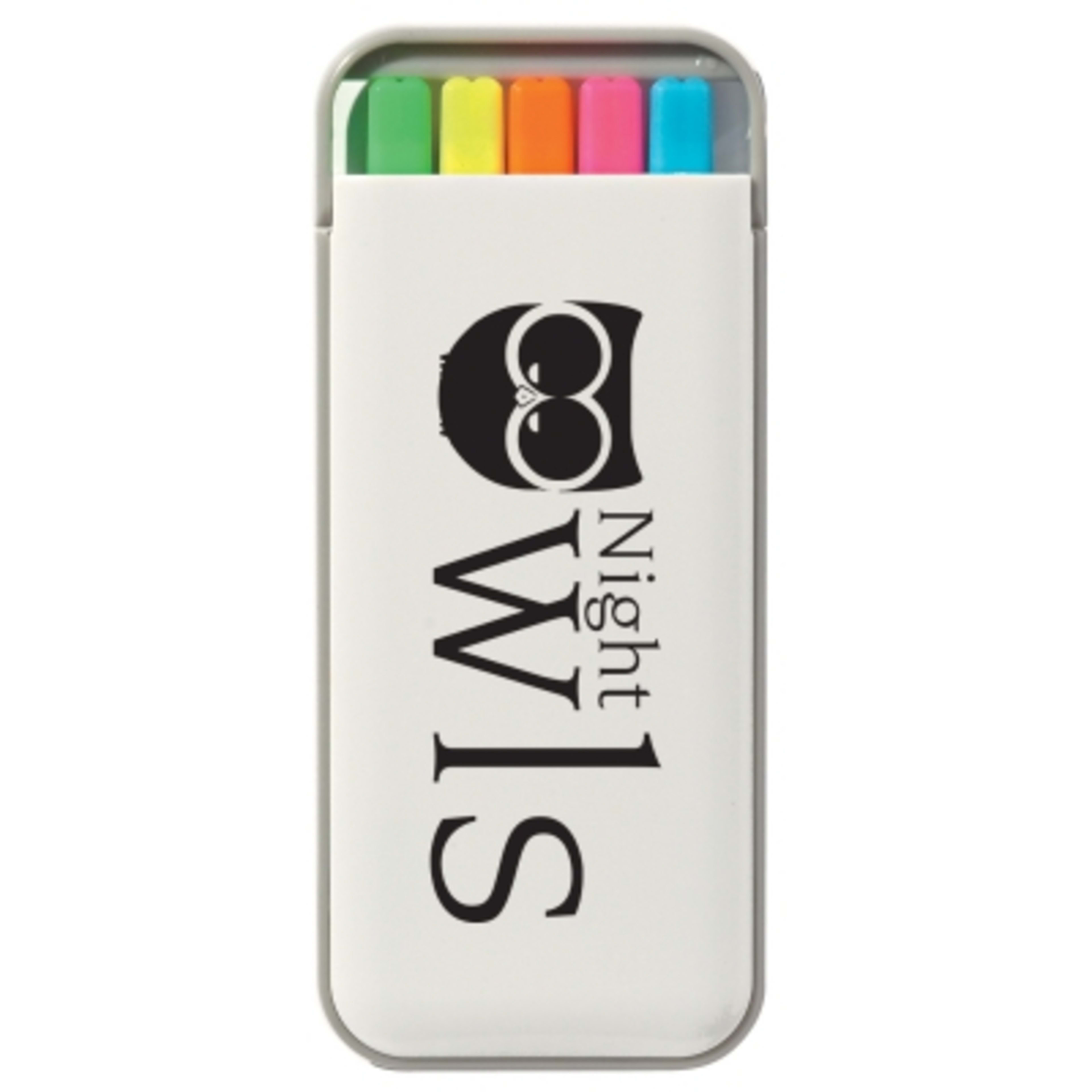 Highlighter Set 5-in-1 Chisel Tip with Pocket Case - 5.5 x 2.25 in - White/Gray - Silkscreen - product view 2