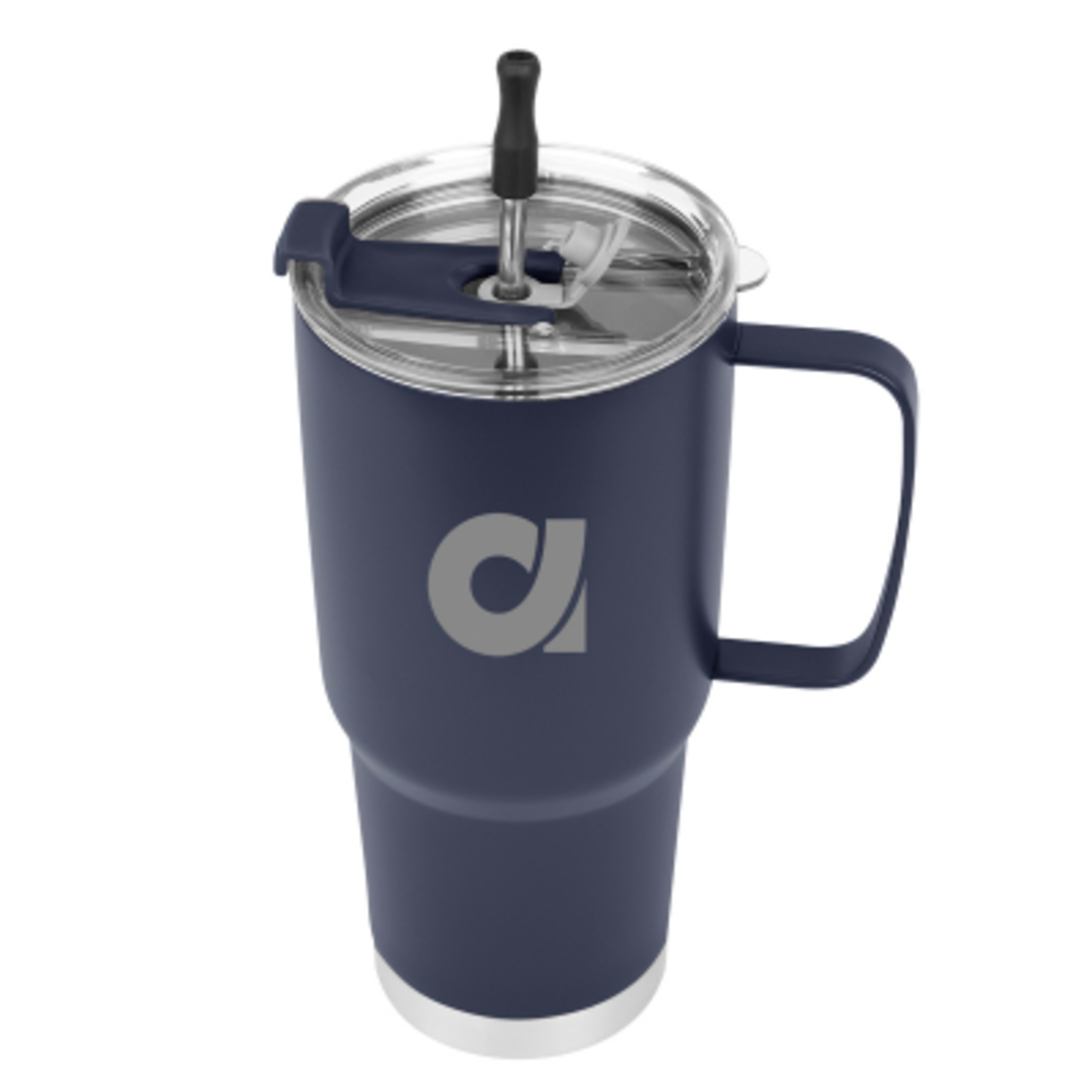 Insulated Tumbler Stainless Steel with Straw Kit - 30 oz - Navy - Silkscreen - product view 4