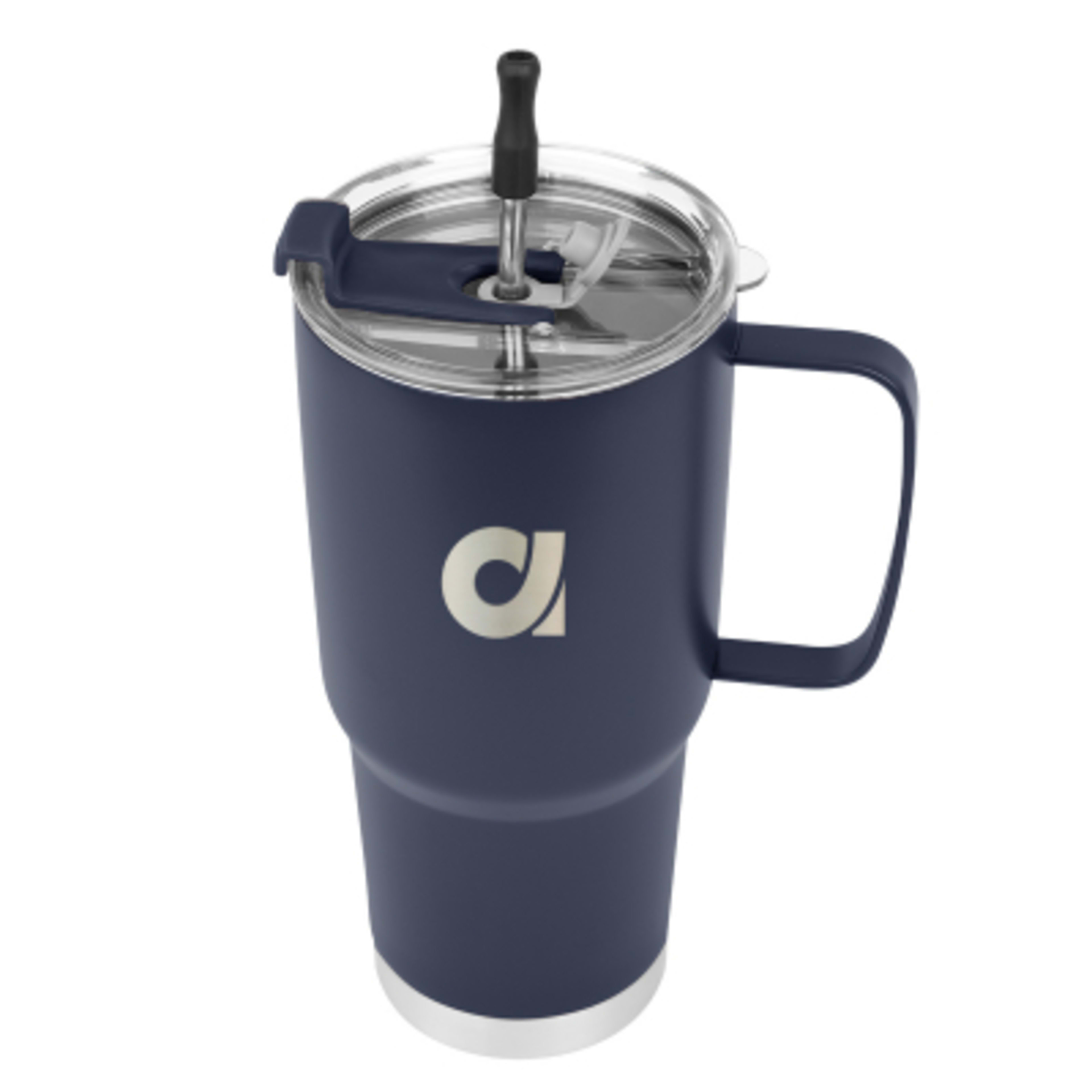 Insulated Tumbler Stainless Steel with Straw Kit - 30 oz - Navy - Laser - product view 5
